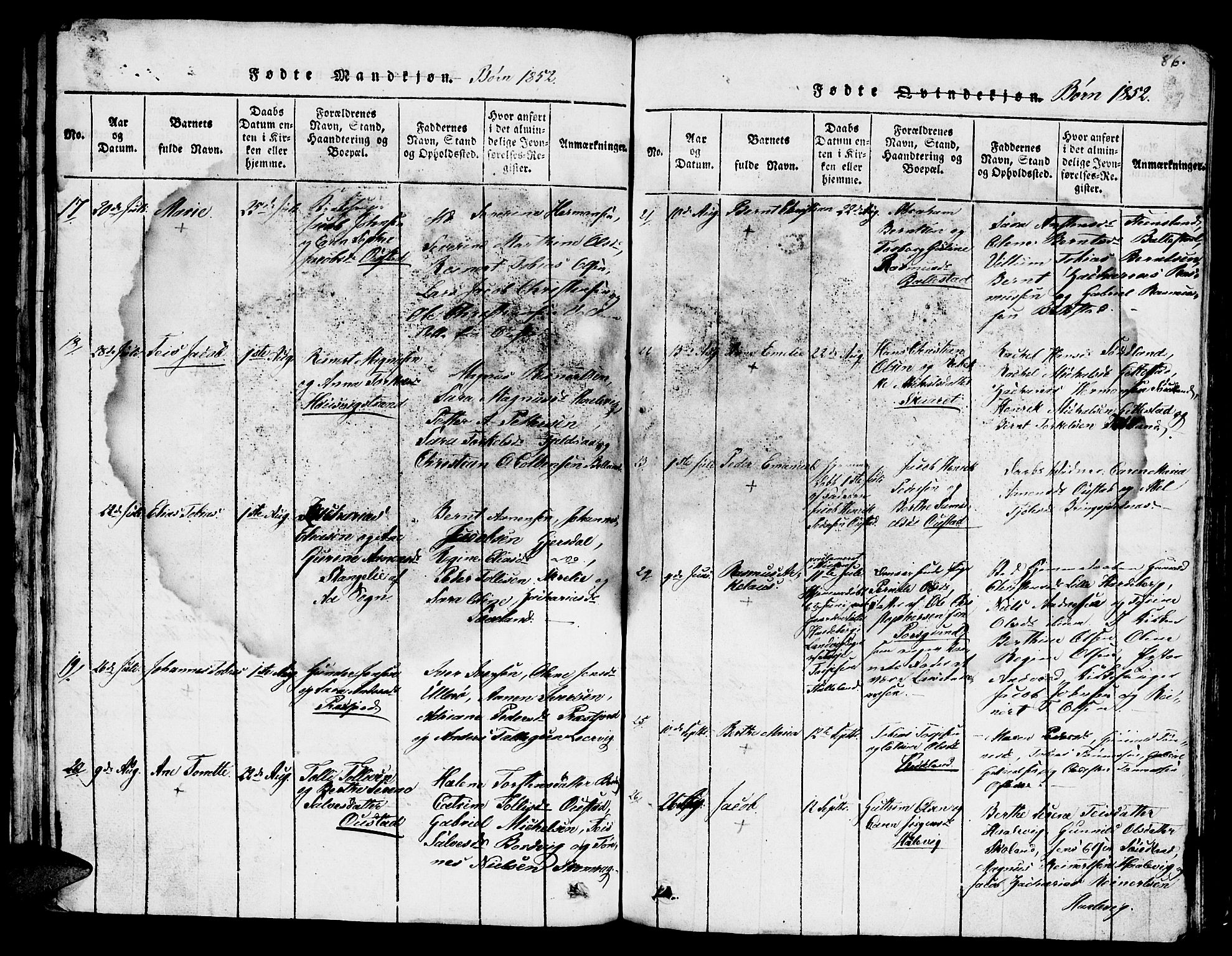 Lyngdal sokneprestkontor, AV/SAK-1111-0029/F/Fb/Fba/L0001: Parish register (copy) no. B 1, 1816-1876, p. 86