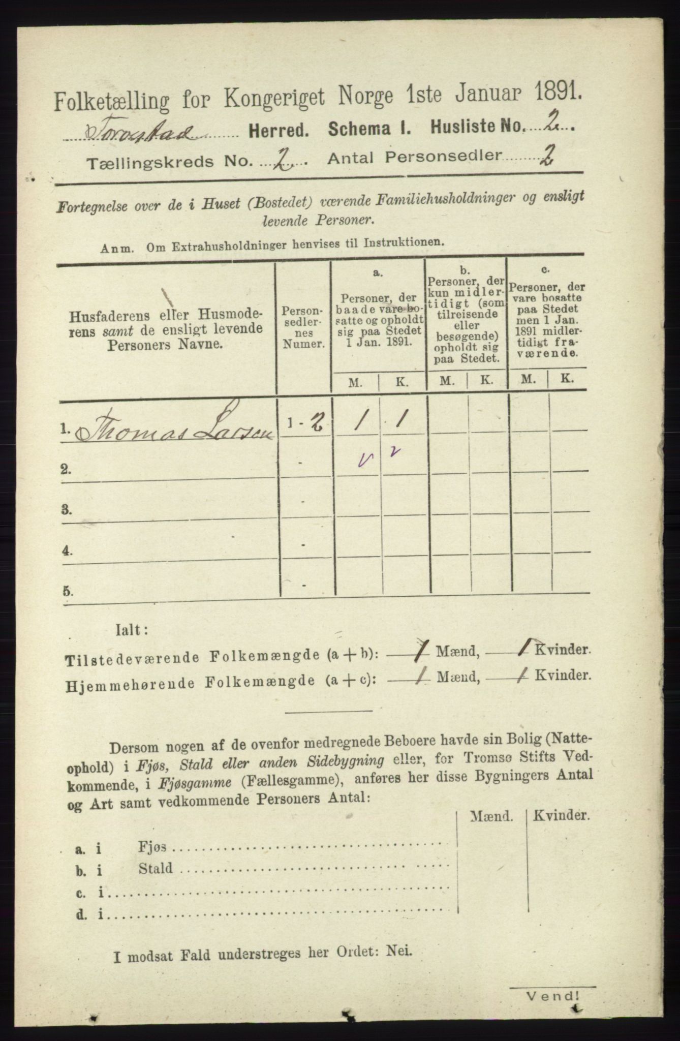 RA, 1891 census for 1152 Torvastad, 1891, p. 450