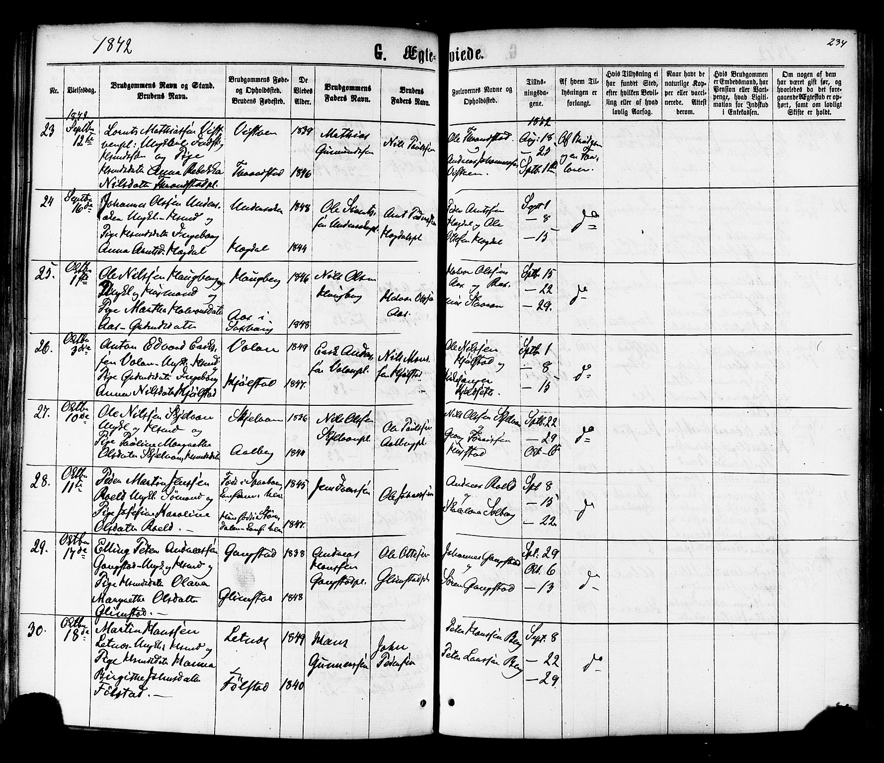 Ministerialprotokoller, klokkerbøker og fødselsregistre - Nord-Trøndelag, AV/SAT-A-1458/730/L0284: Parish register (official) no. 730A09, 1866-1878, p. 234