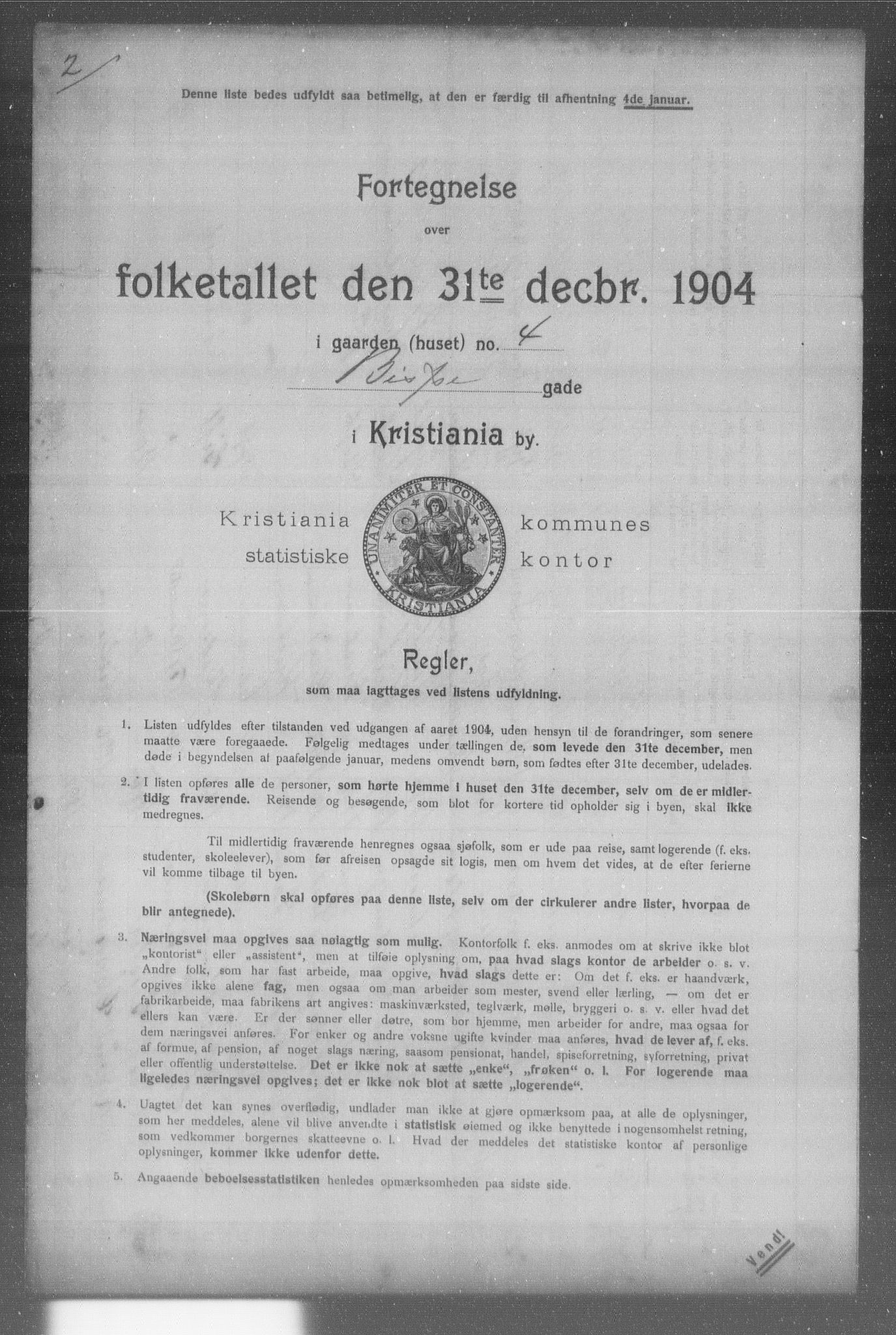 OBA, Municipal Census 1904 for Kristiania, 1904, p. 1197