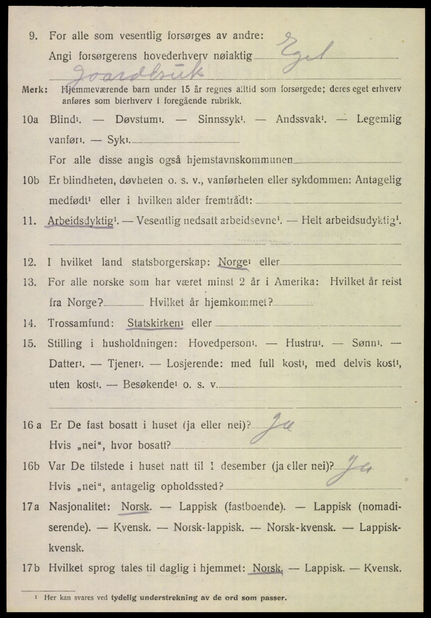 SAT, 1920 census for Hamarøy, 1920, p. 4849