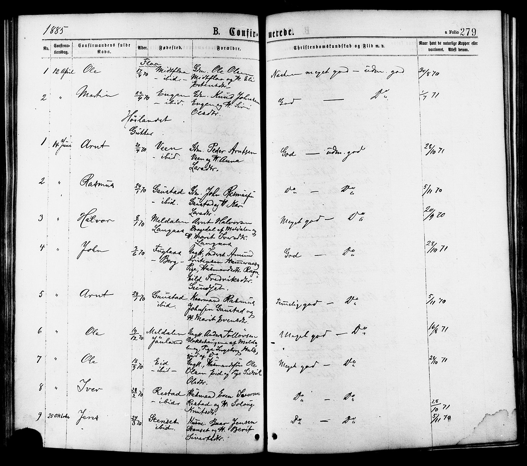 Ministerialprotokoller, klokkerbøker og fødselsregistre - Sør-Trøndelag, AV/SAT-A-1456/691/L1079: Parish register (official) no. 691A11, 1873-1886, p. 279