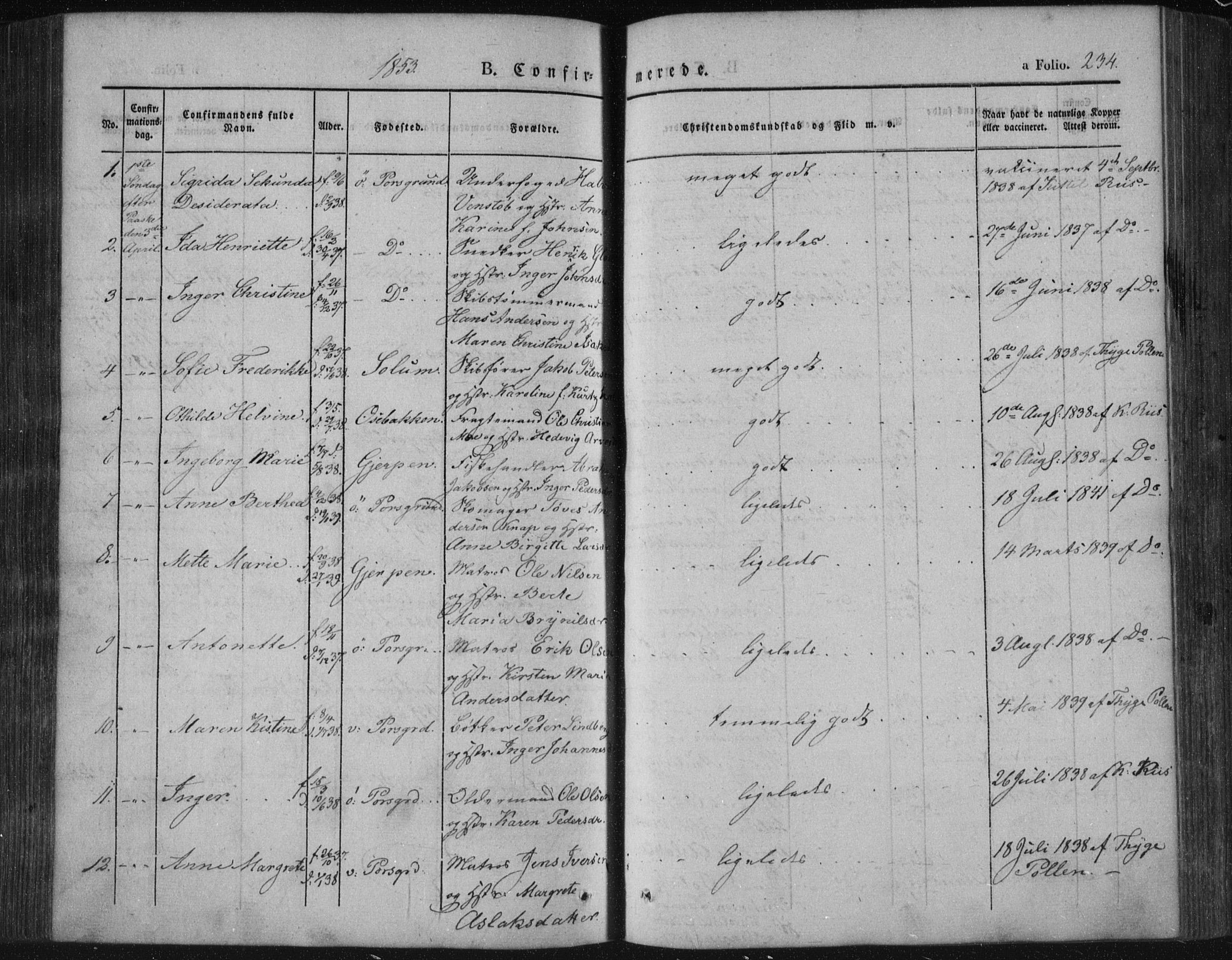 Porsgrunn kirkebøker , AV/SAKO-A-104/F/Fa/L0006: Parish register (official) no. 6, 1841-1857, p. 234