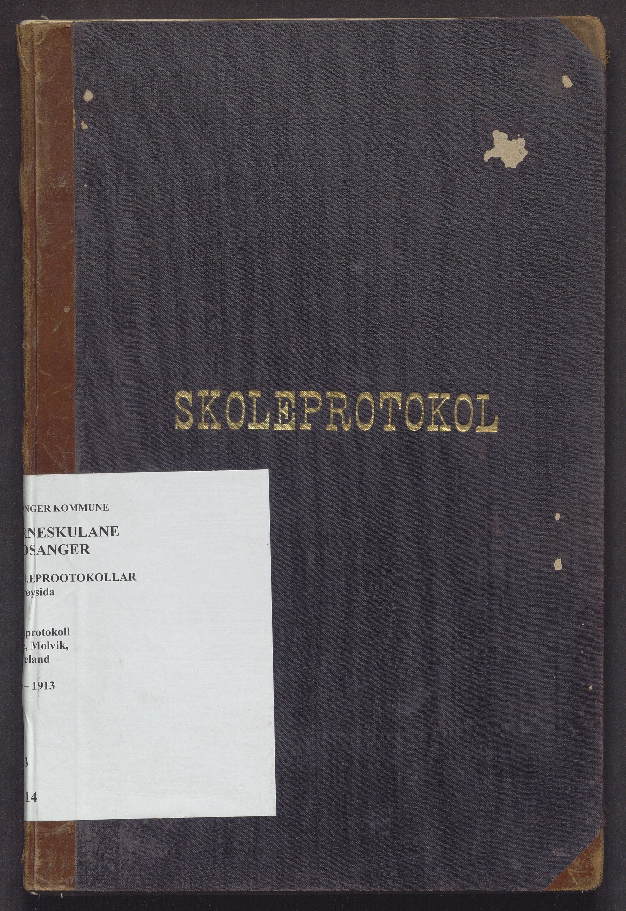 Hosanger kommune. Barneskulane, IKAH/1253a-231/F/Fa/L0014: Skuleprotokoll for Tøsse, Molvik og Kleiveland skular, 1906-1913