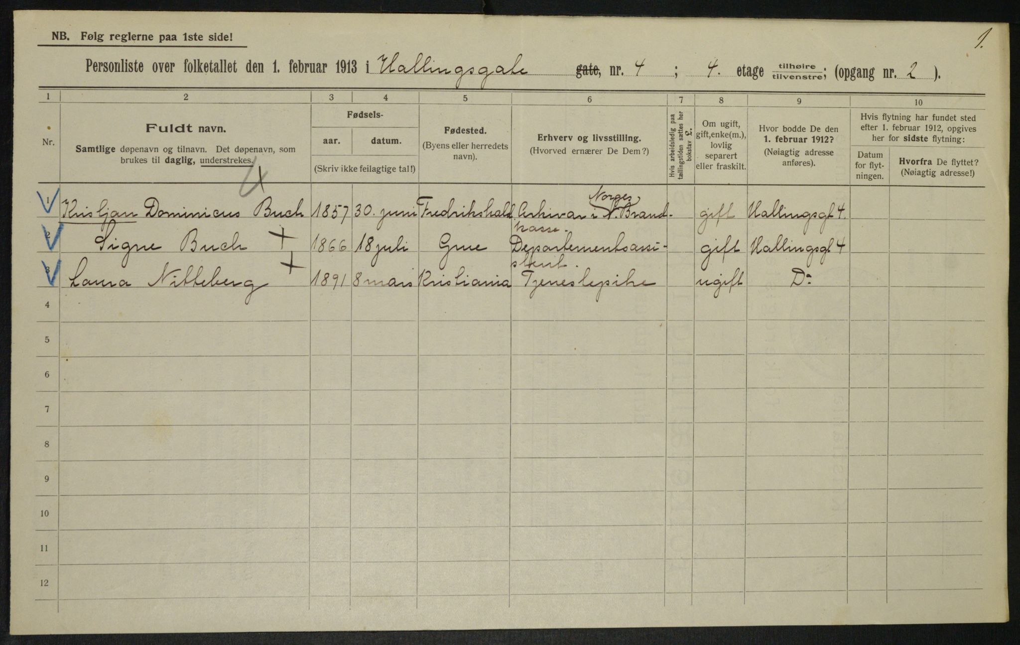 OBA, Municipal Census 1913 for Kristiania, 1913, p. 34207