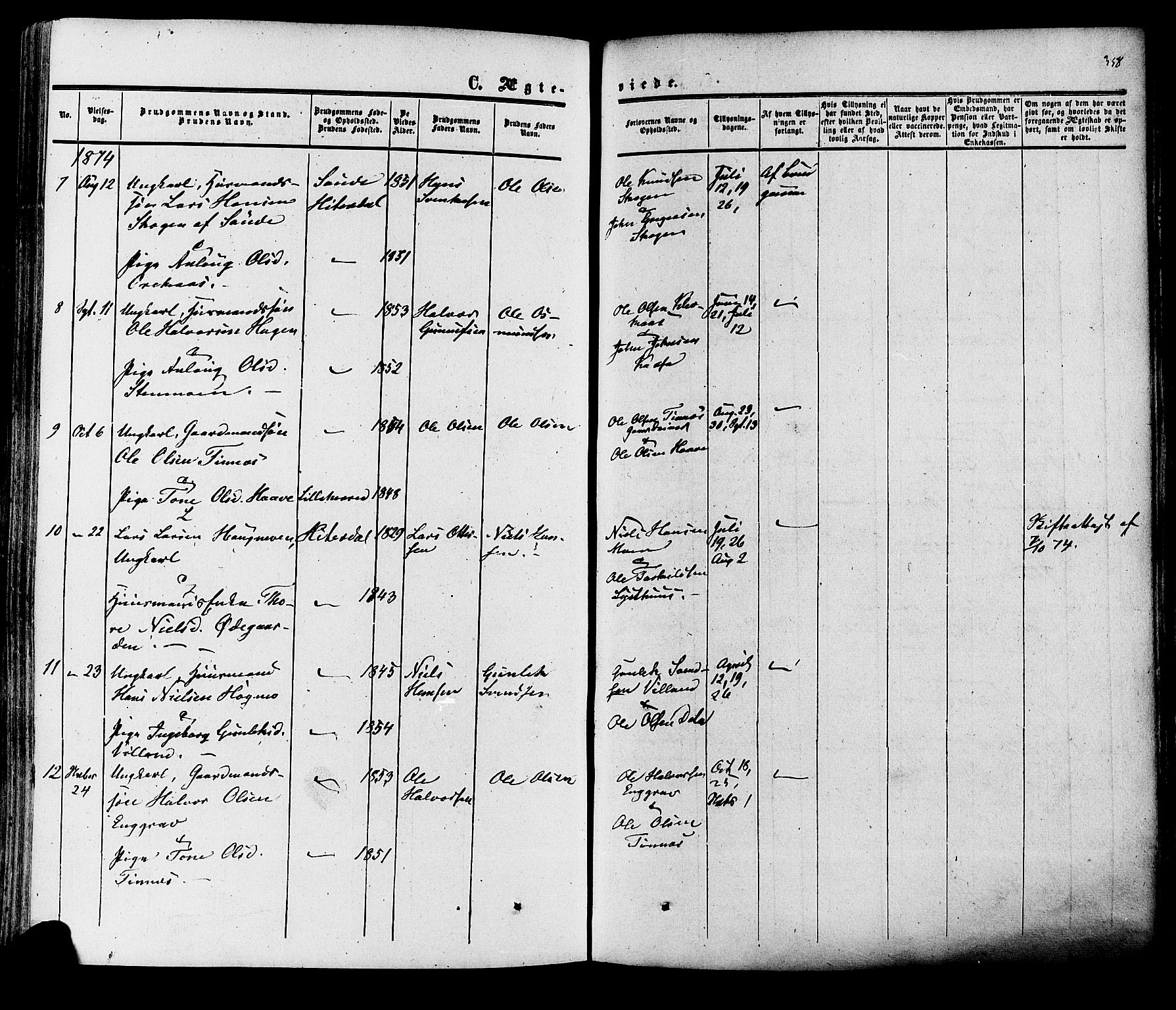 Heddal kirkebøker, AV/SAKO-A-268/F/Fa/L0007: Parish register (official) no. I 7, 1855-1877, p. 358