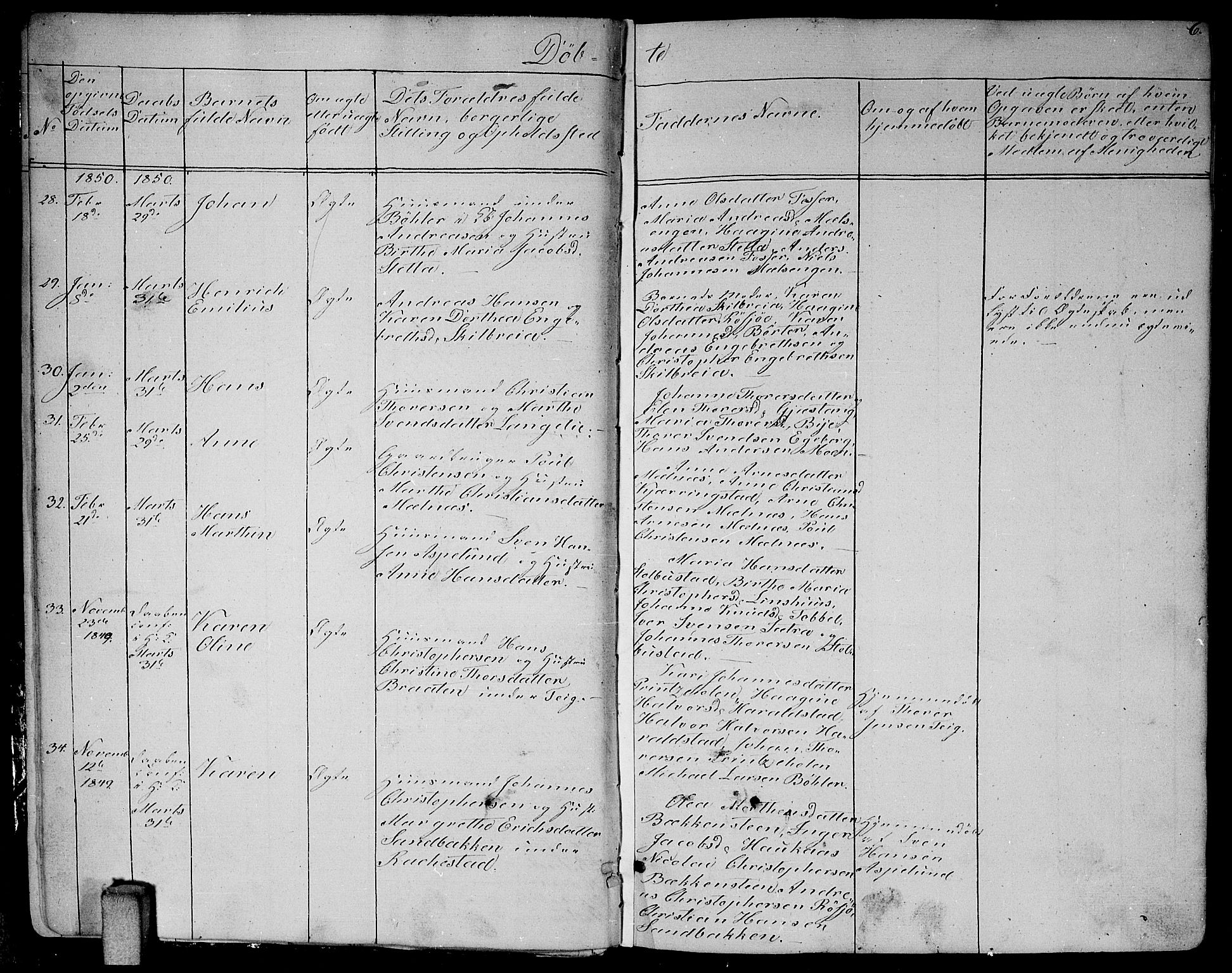 Enebakk prestekontor Kirkebøker, AV/SAO-A-10171c/G/Ga/L0004: Parish register (copy) no. I 4, 1850-1866, p. 6