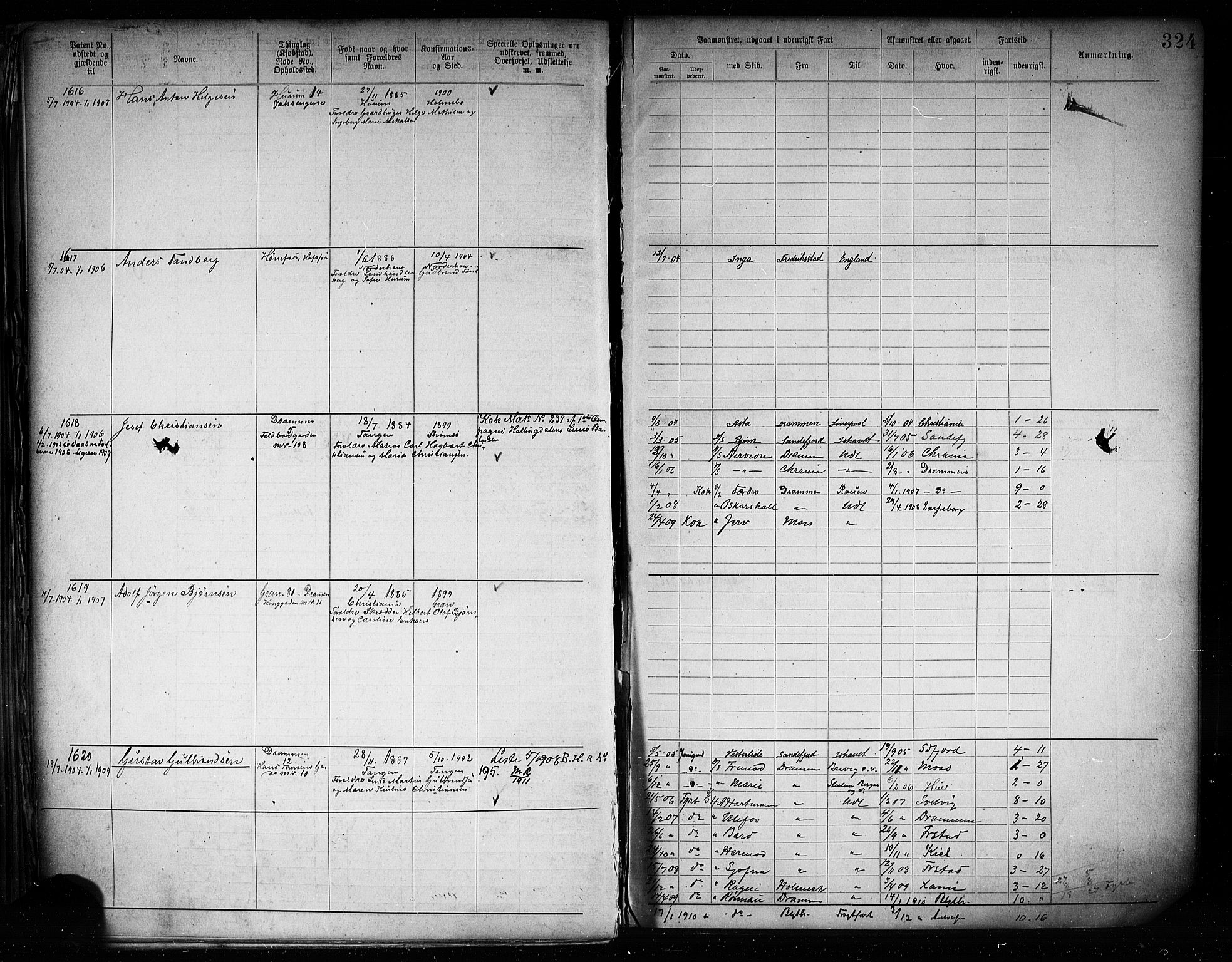 Drammen innrulleringsdistrikt, SAKO/A-781/F/Fb/L0005: Annotasjonsrulle, 1894-1905, p. 327