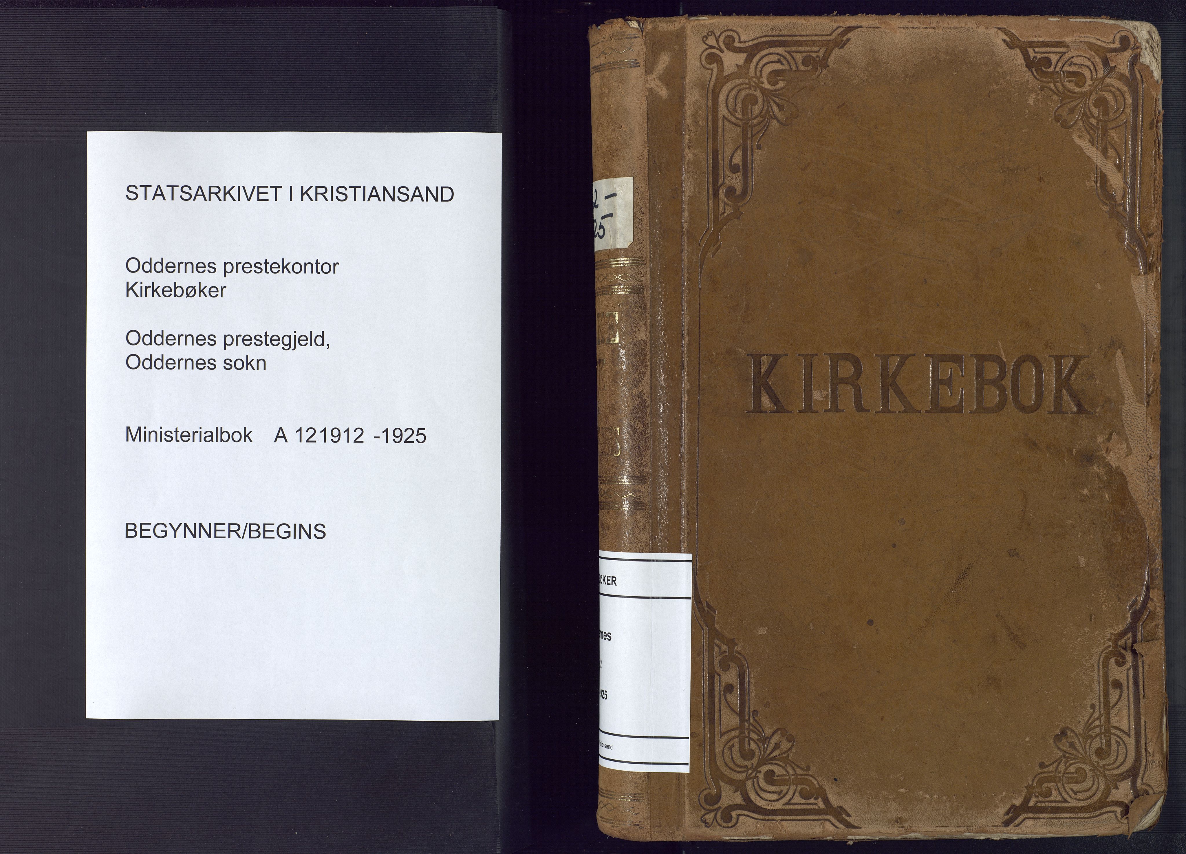 Oddernes sokneprestkontor, SAK/1111-0033/F/Fa/Faa/L0012: Parish register (official) no. A 12, 1912-1925
