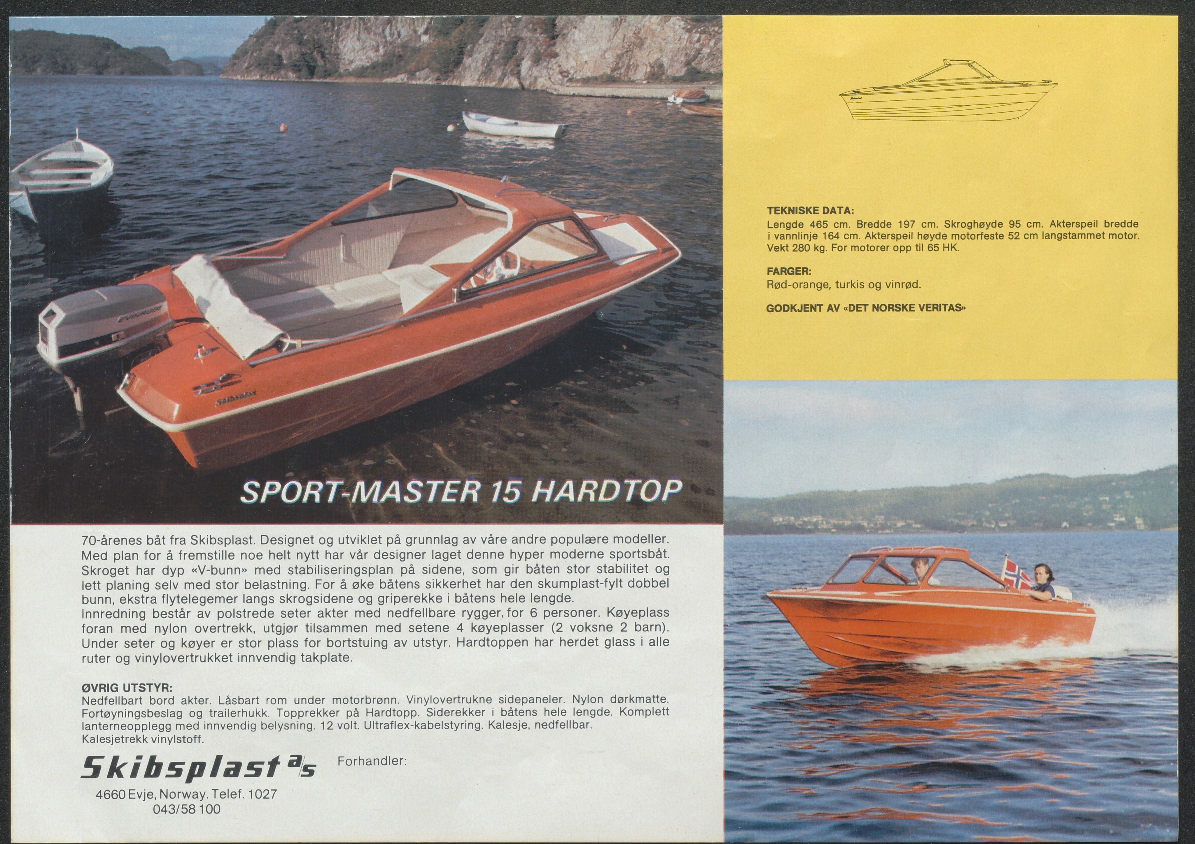 Skibsplast, AAKS/PA-2968/01/X/X01/L0002/0005: Brosjyrer / Sport-master 15' Hardtop (1970-1986), 1970-1986