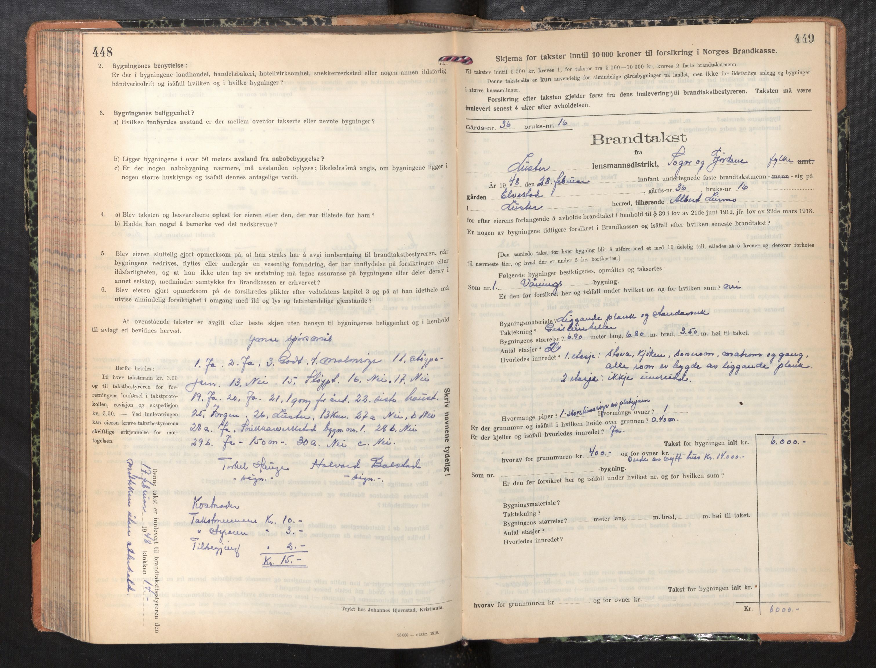 Lensmannen i Luster, AV/SAB-A-29301/0012/L0008: Branntakstprotokoll, skjematakst, 1935-1949, p. 448-449
