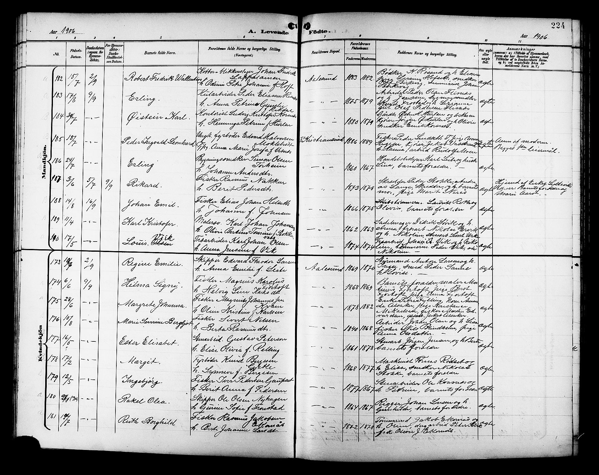 Ministerialprotokoller, klokkerbøker og fødselsregistre - Møre og Romsdal, SAT/A-1454/529/L0468: Parish register (copy) no. 529C05, 1897-1908, p. 224