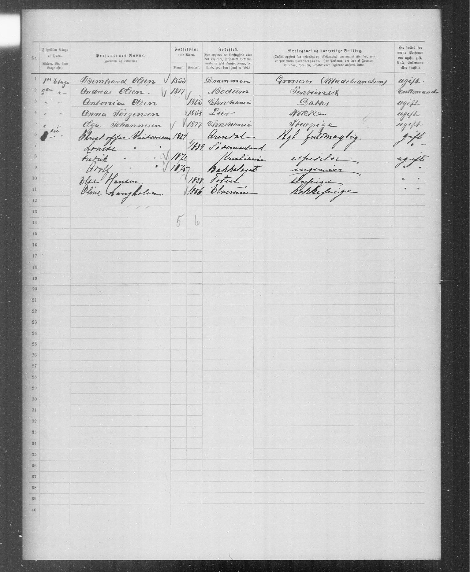 OBA, Municipal Census 1899 for Kristiania, 1899, p. 5829