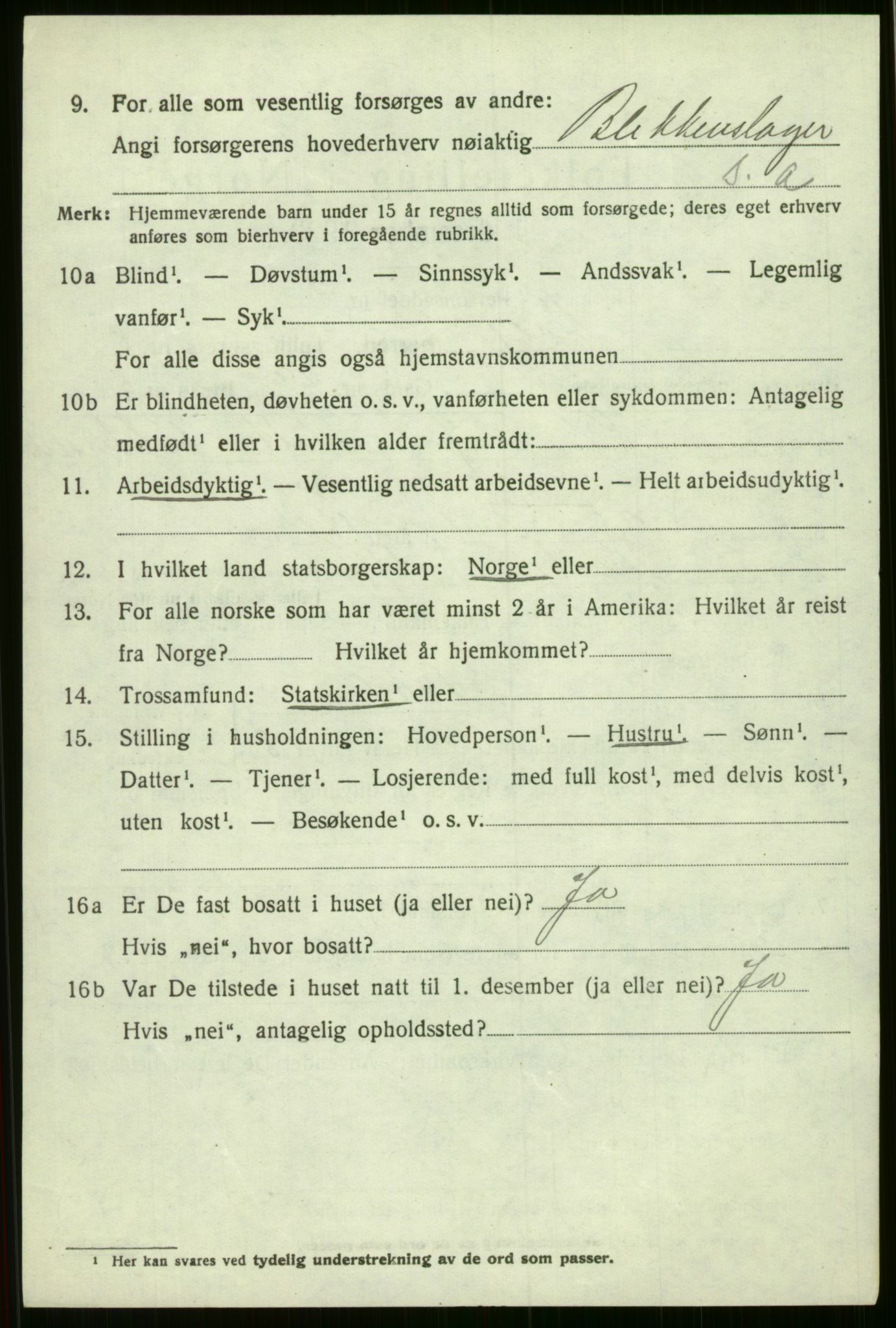 SAB, 1920 census for Voss, 1920, p. 7878