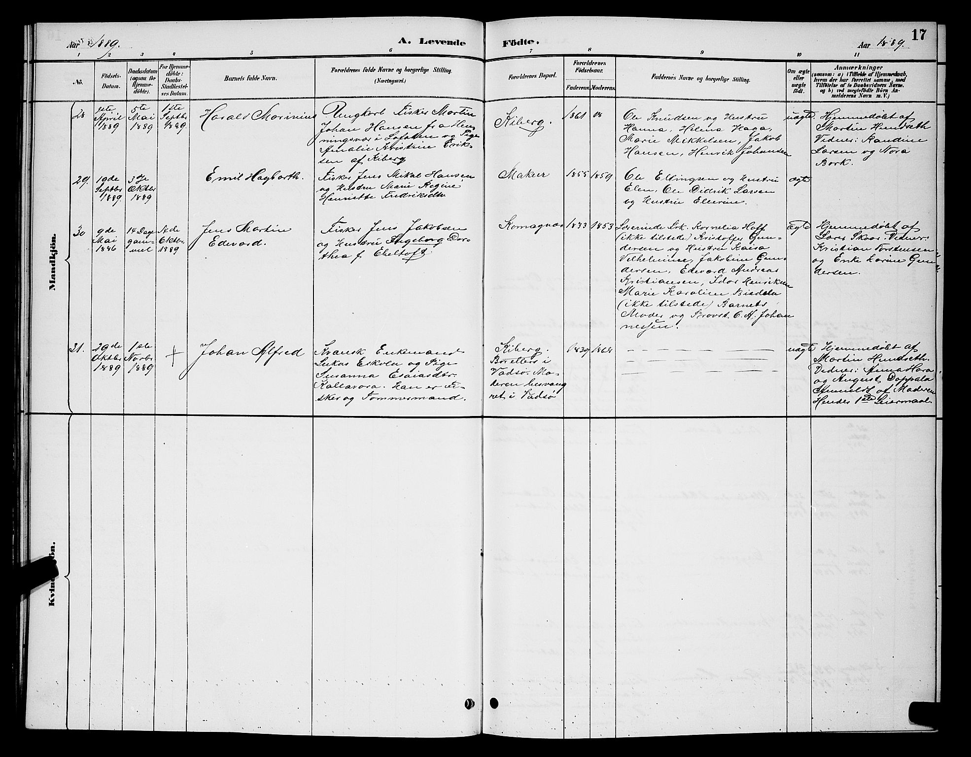 Vardø sokneprestkontor, AV/SATØ-S-1332/H/Hb/L0007klokker: Parish register (copy) no. 7, 1887-1892, p. 17