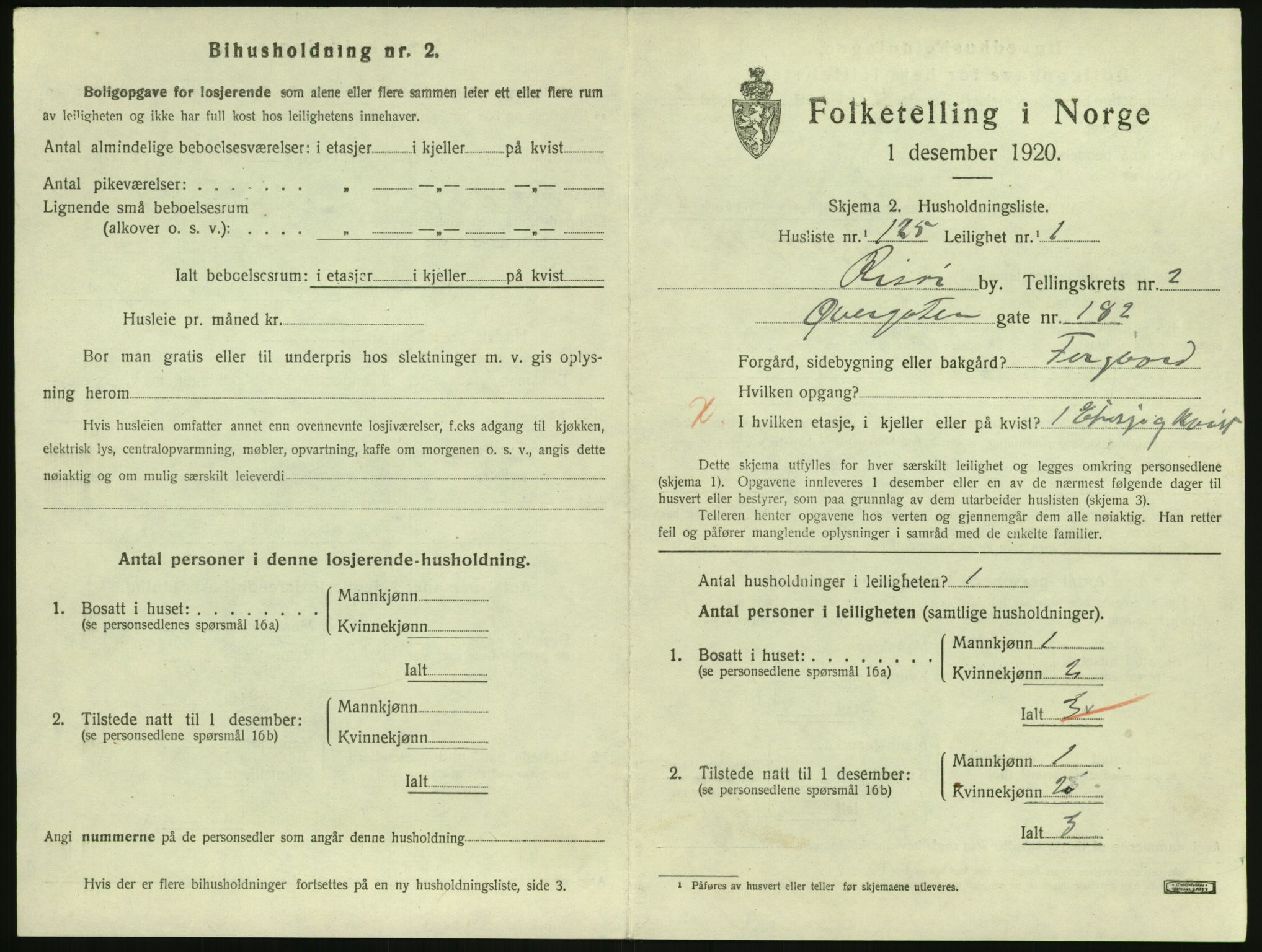 SAK, 1920 census for Risør, 1920, p. 2305