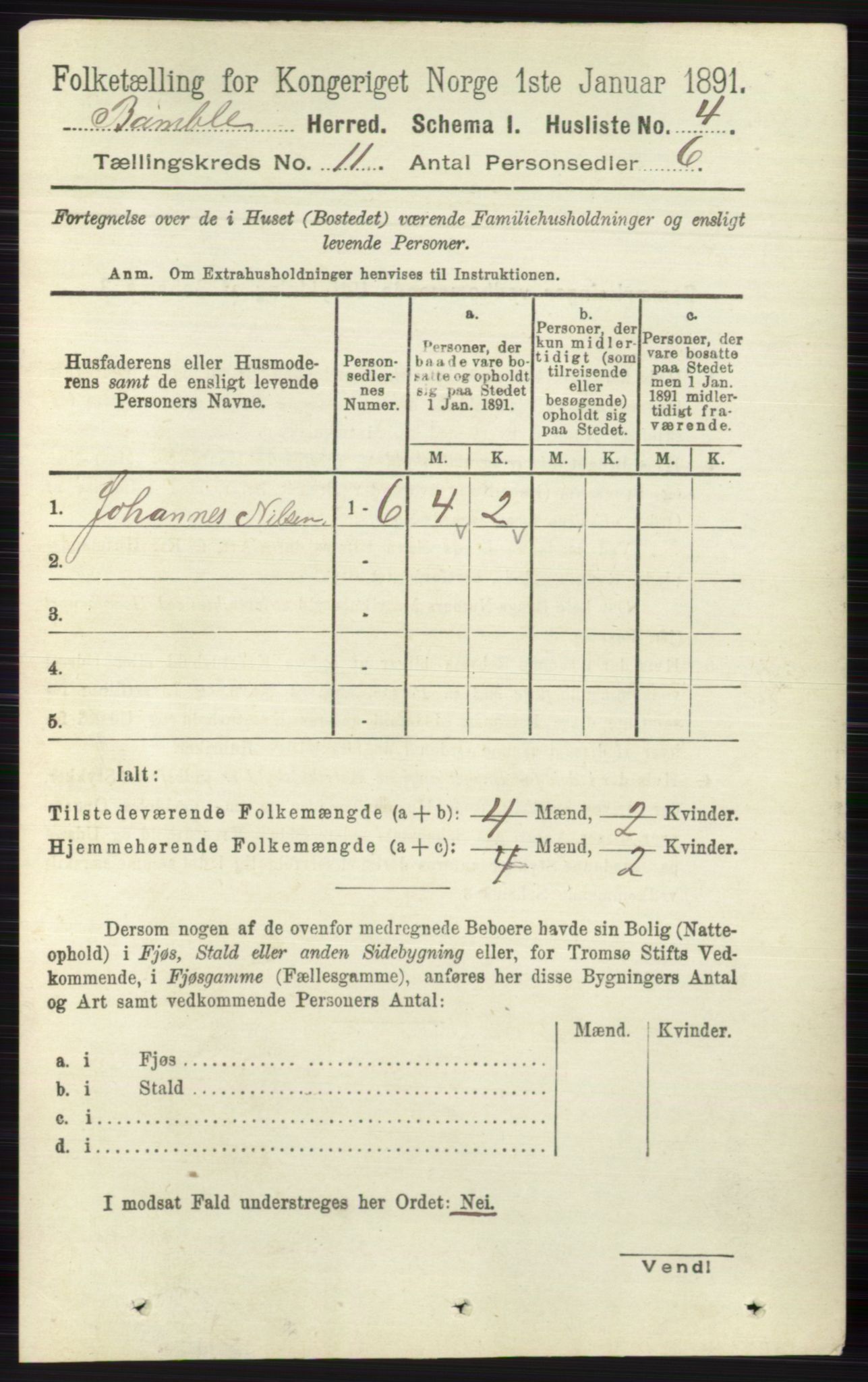 RA, 1891 census for 0814 Bamble, 1891, p. 6221