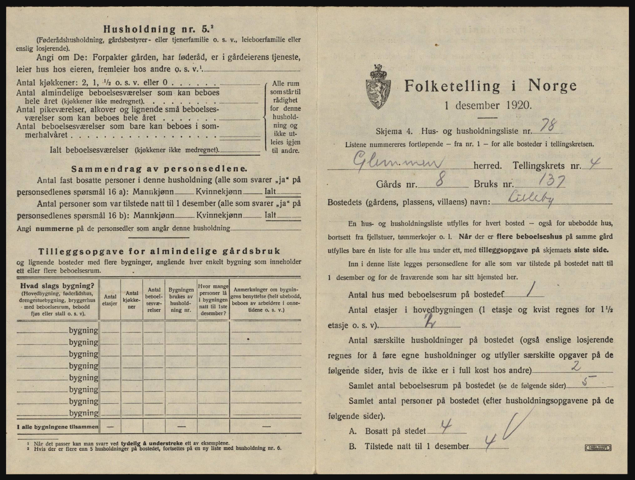 SAO, 1920 census for Glemmen, 1920, p. 1343