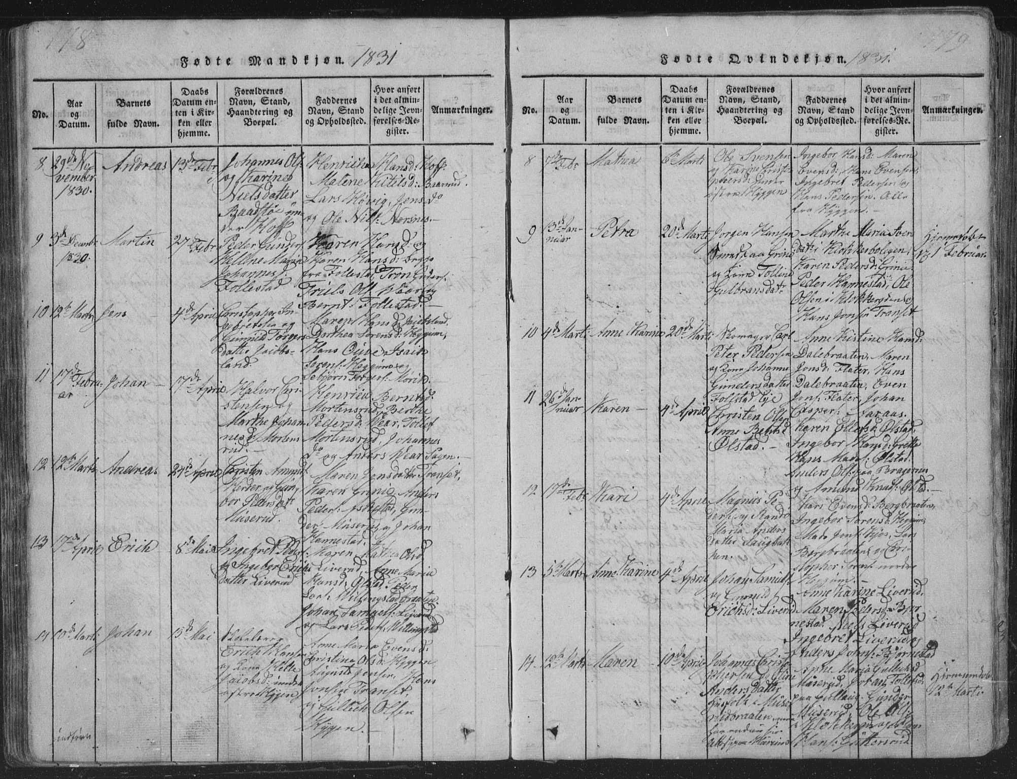 Røyken kirkebøker, AV/SAKO-A-241/G/Ga/L0003: Parish register (copy) no. 3, 1814-1856, p. 178-179