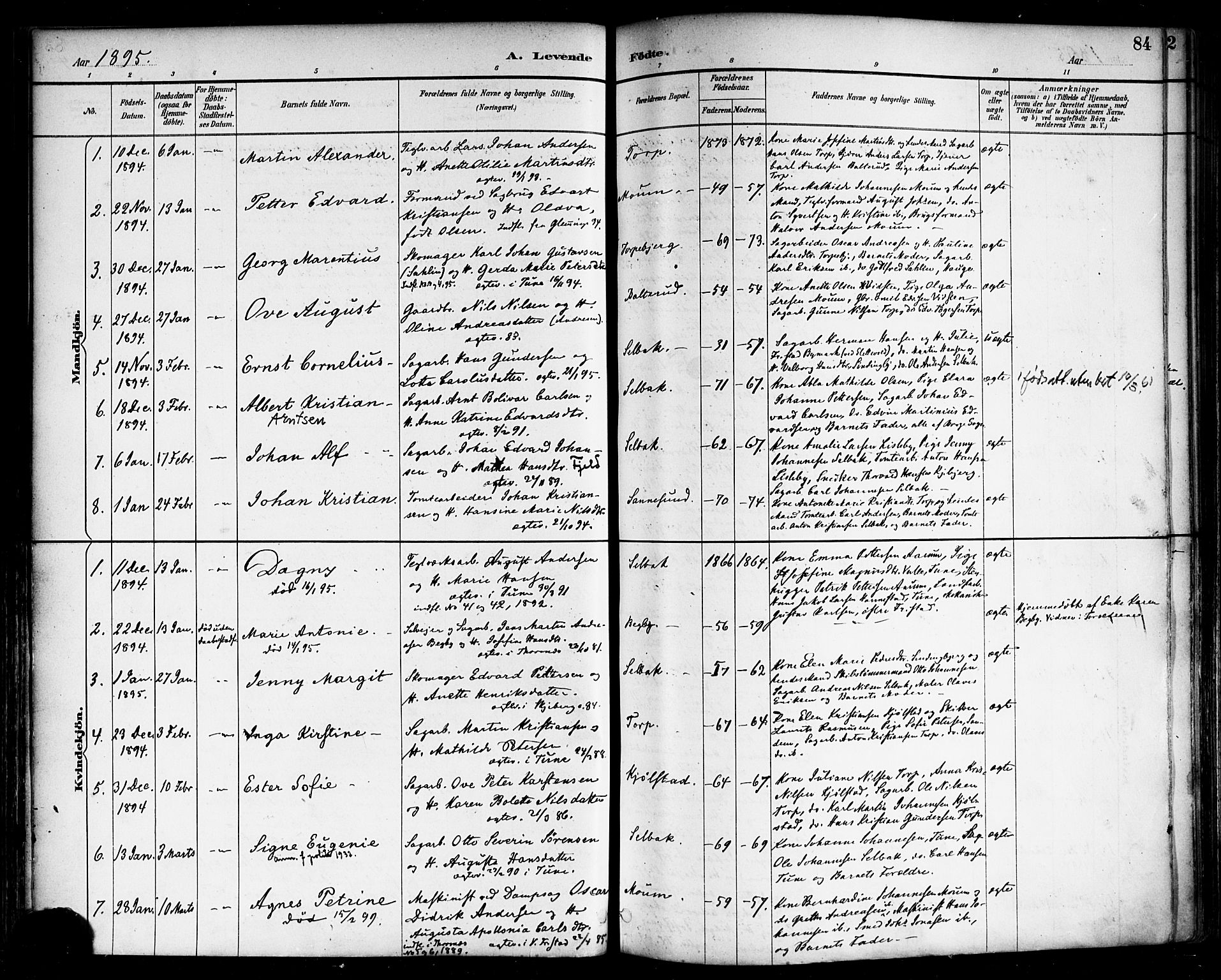 Borge prestekontor Kirkebøker, SAO/A-10903/F/Fa/L0008: Parish register (official) no. I 8A, 1887-1902, p. 84