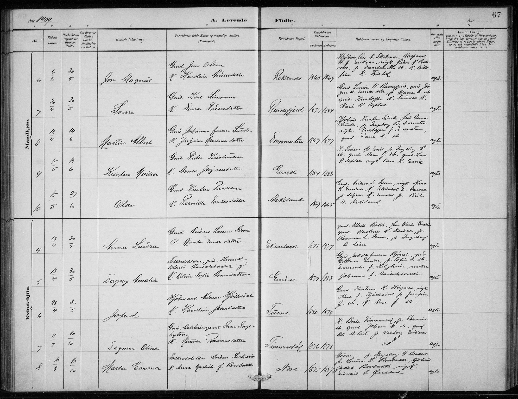 Davik sokneprestembete, SAB/A-79701/H/Hab/Haba/L0002: Parish register (copy) no. A 2, 1890-1911, p. 67