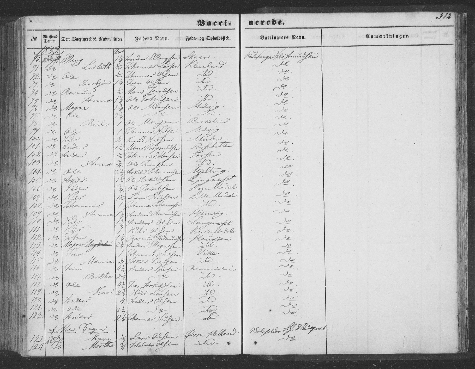 Hosanger sokneprestembete, SAB/A-75801/H/Haa: Parish register (official) no. A 8, 1849-1863, p. 312