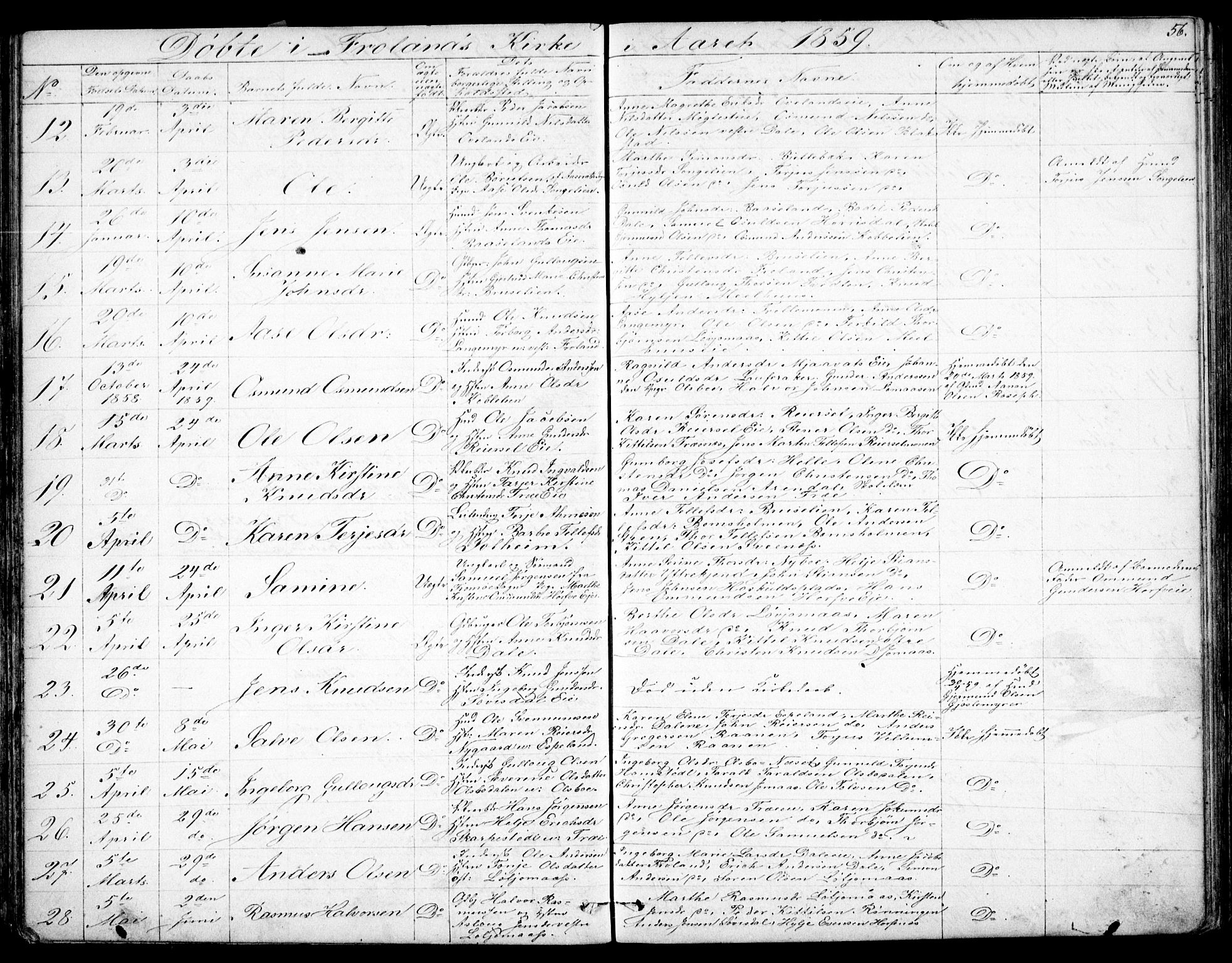 Froland sokneprestkontor, AV/SAK-1111-0013/F/Fb/L0008: Parish register (copy) no. B 8, 1843-1875, p. 56