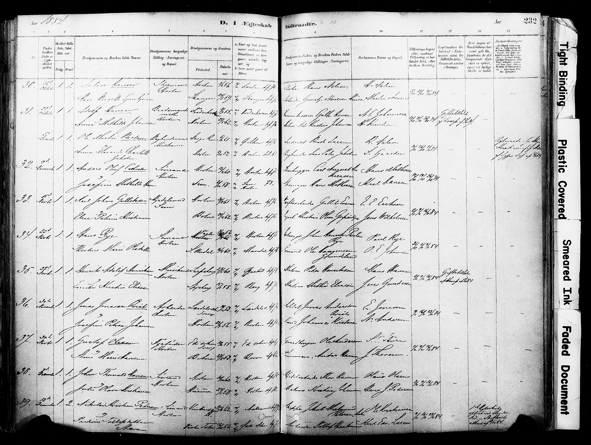 Horten kirkebøker, SAKO/A-348/F/Fa/L0003: Parish register (official) no. 3, 1878-1887, p. 232