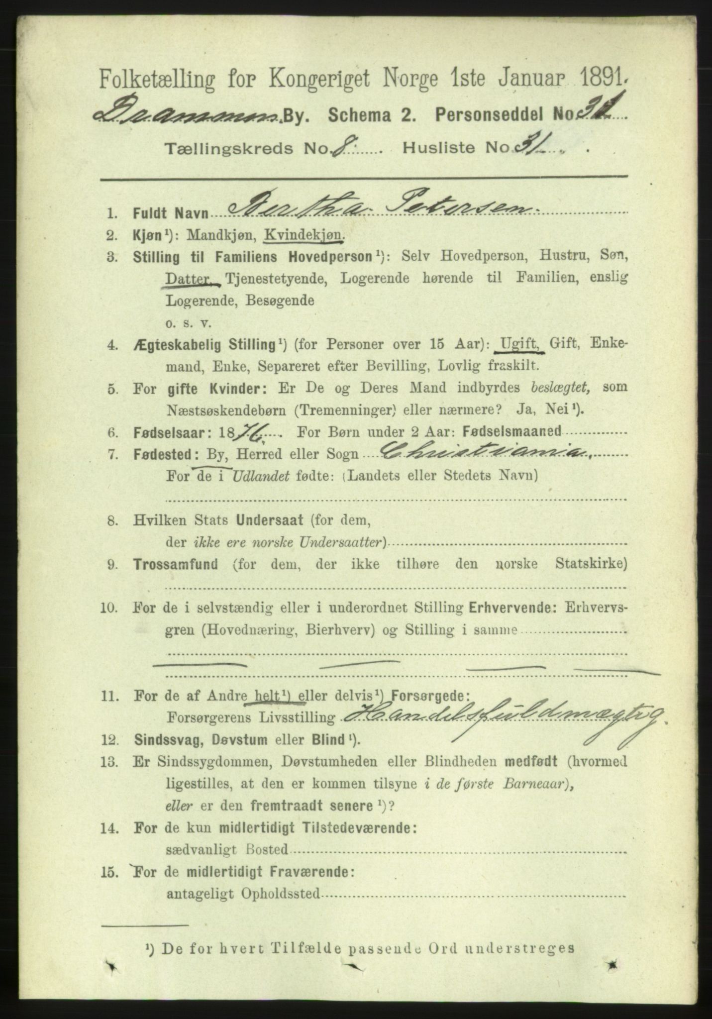 RA, 1891 census for 0602 Drammen, 1891, p. 7191