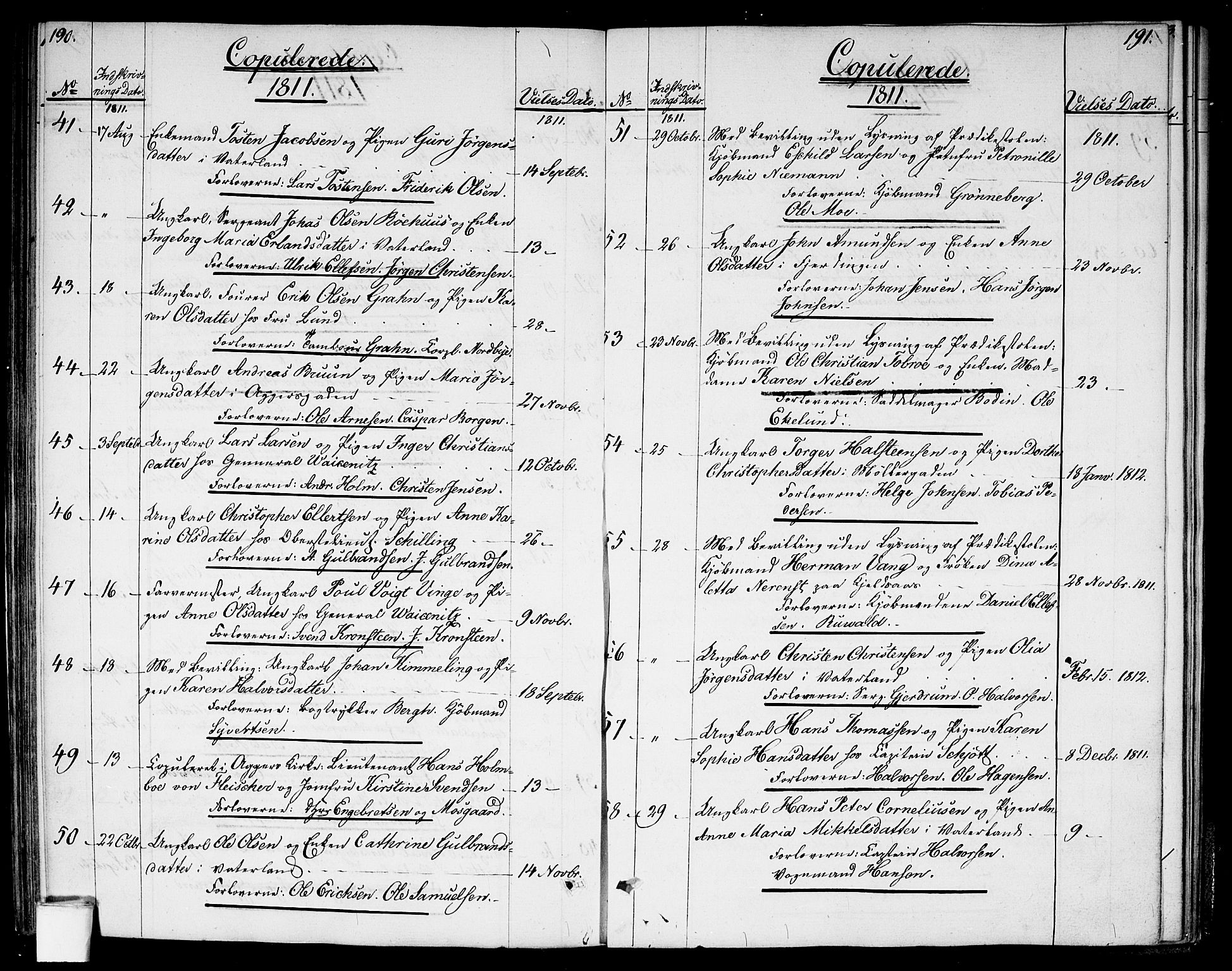 Garnisonsmenigheten Kirkebøker, SAO/A-10846/G/Ga/L0002: Parish register (copy) no. 2, 1810-1814, p. 190-191