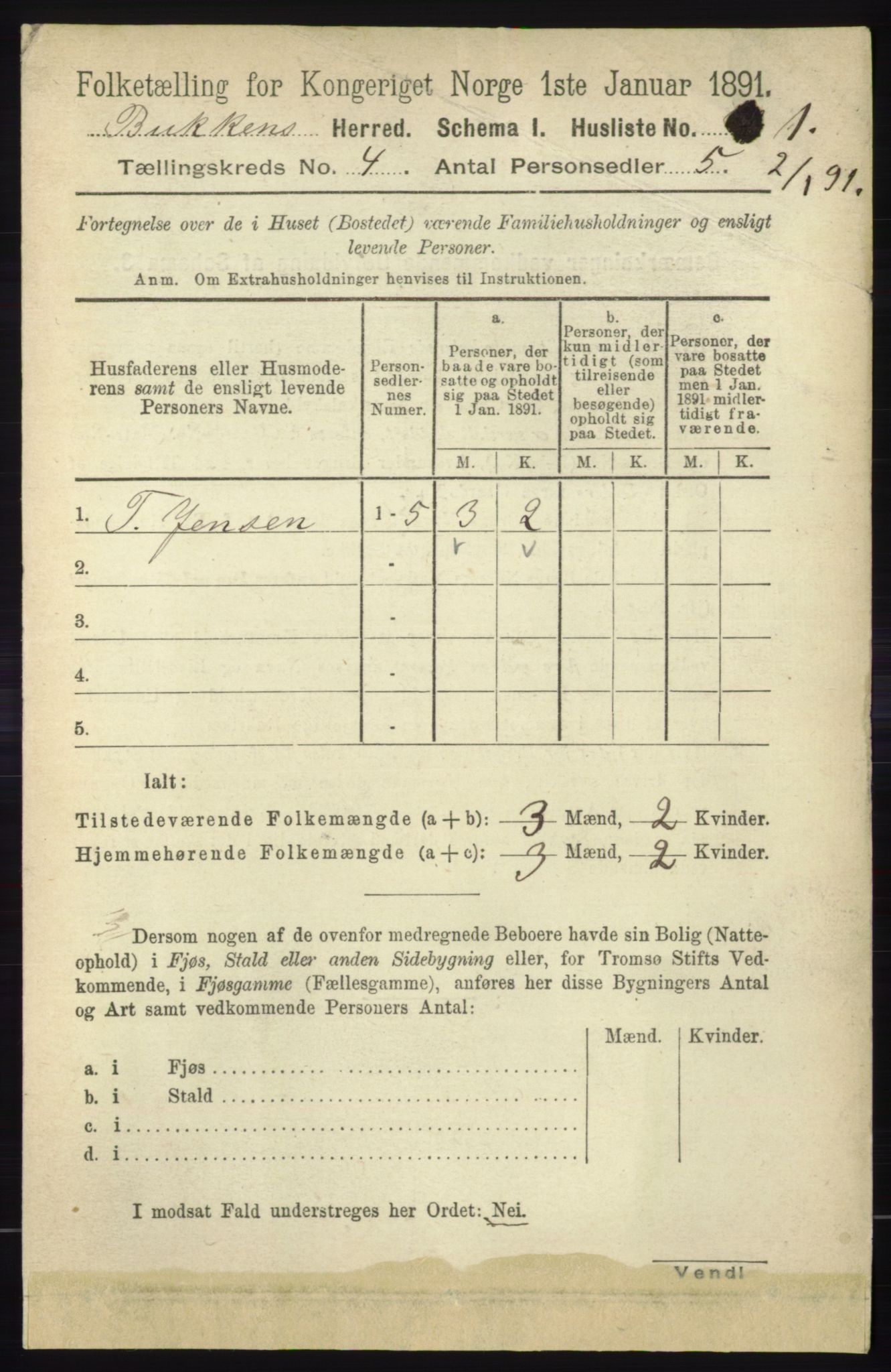 RA, 1891 census for 1145 Bokn, 1891, p. 809