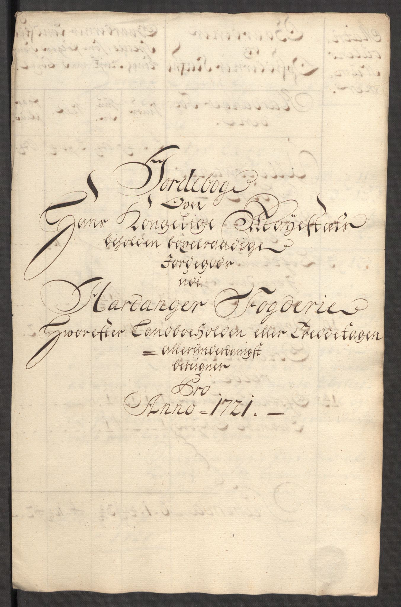 Rentekammeret inntil 1814, Reviderte regnskaper, Fogderegnskap, AV/RA-EA-4092/R48/L3000: Fogderegnskap Sunnhordland og Hardanger, 1721, p. 189