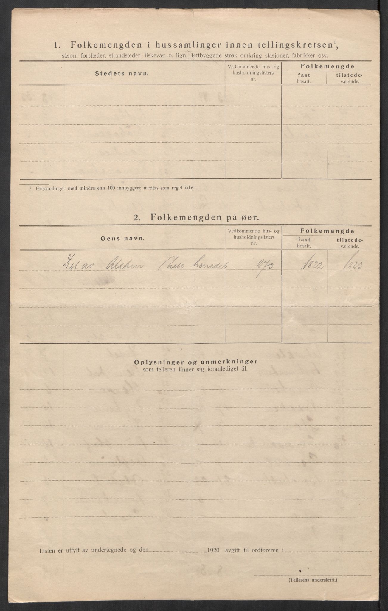 SAT, 1920 census for Stamnes, 1920, p. 8