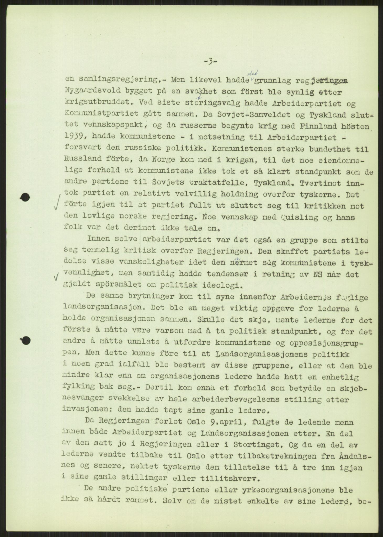 Undersøkelseskommisjonen av 1945, AV/RA-S-1566/D/Db/L0023: Regjeringskonferanse - Riksrådsforhandlingene, 1945-1947, p. 271