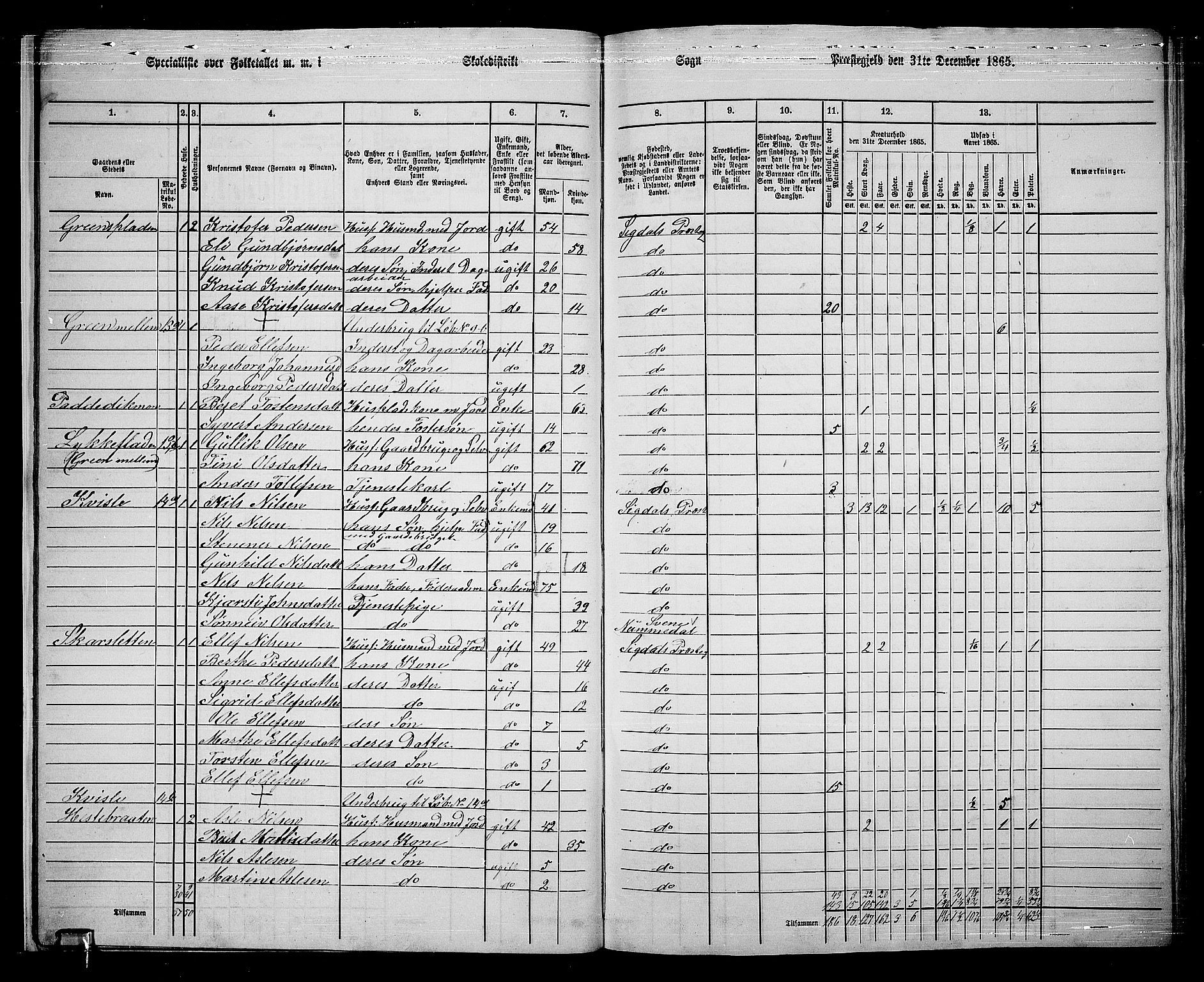 RA, 1865 census for Sigdal, 1865, p. 24