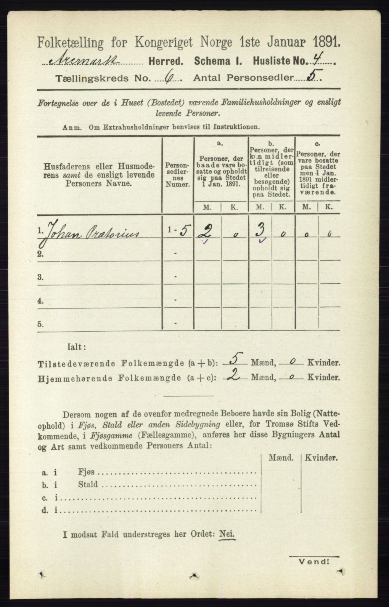 RA, 1891 census for 0118 Aremark, 1891, p. 2999