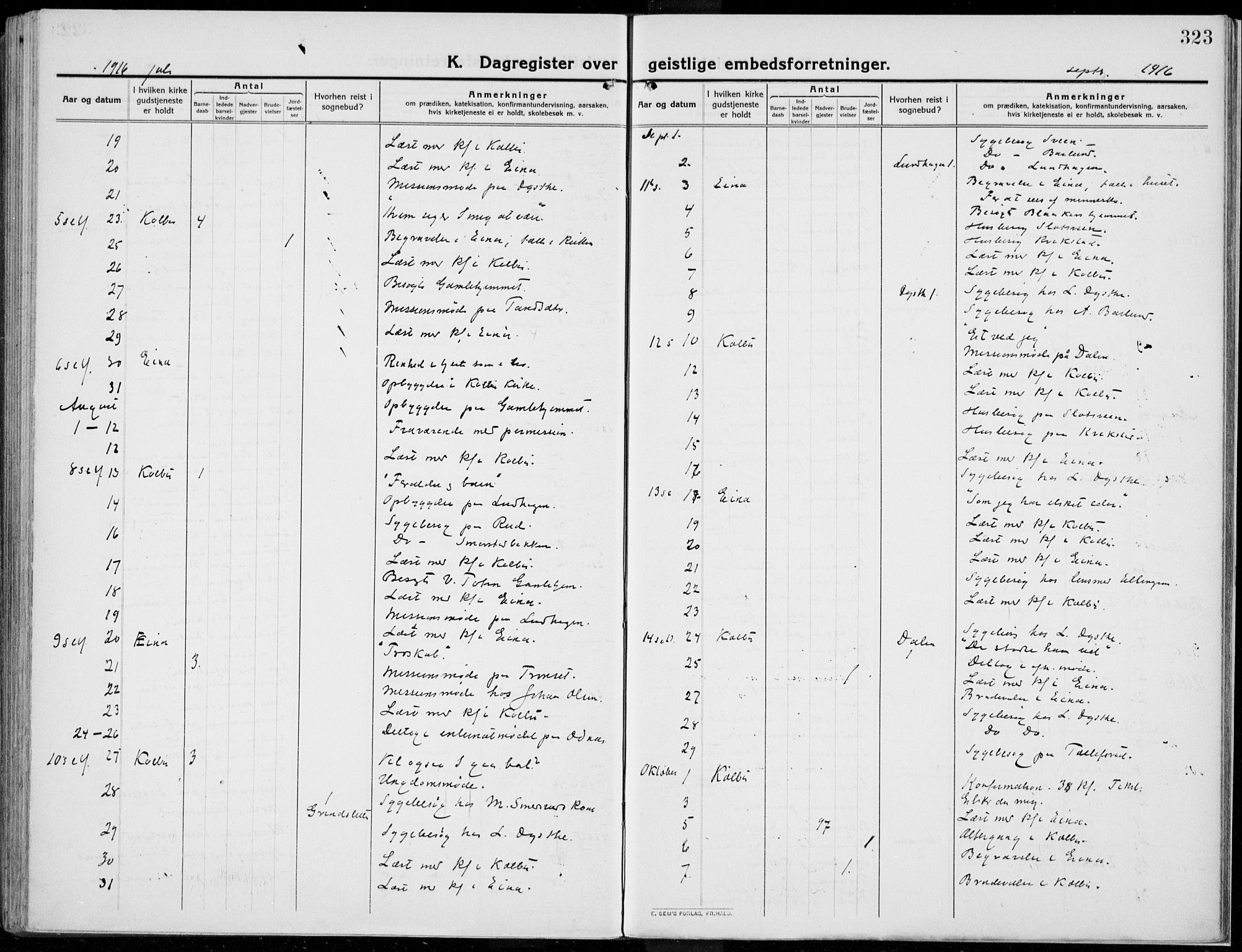 Kolbu prestekontor, AV/SAH-PREST-110/H/Ha/Haa/L0002: Parish register (official) no. 2, 1912-1926, p. 323