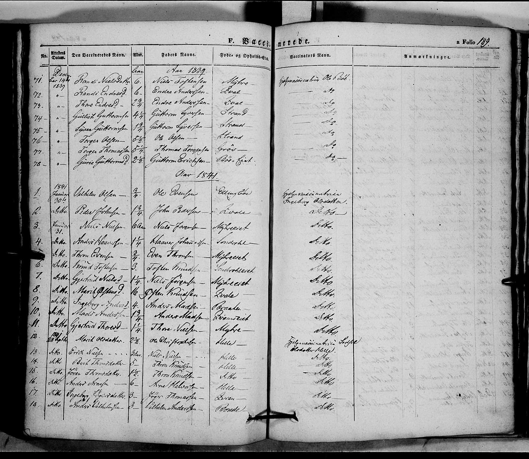 Vang prestekontor, Valdres, SAH/PREST-140/H/Ha/L0005: Parish register (official) no. 5, 1831-1845, p. 189