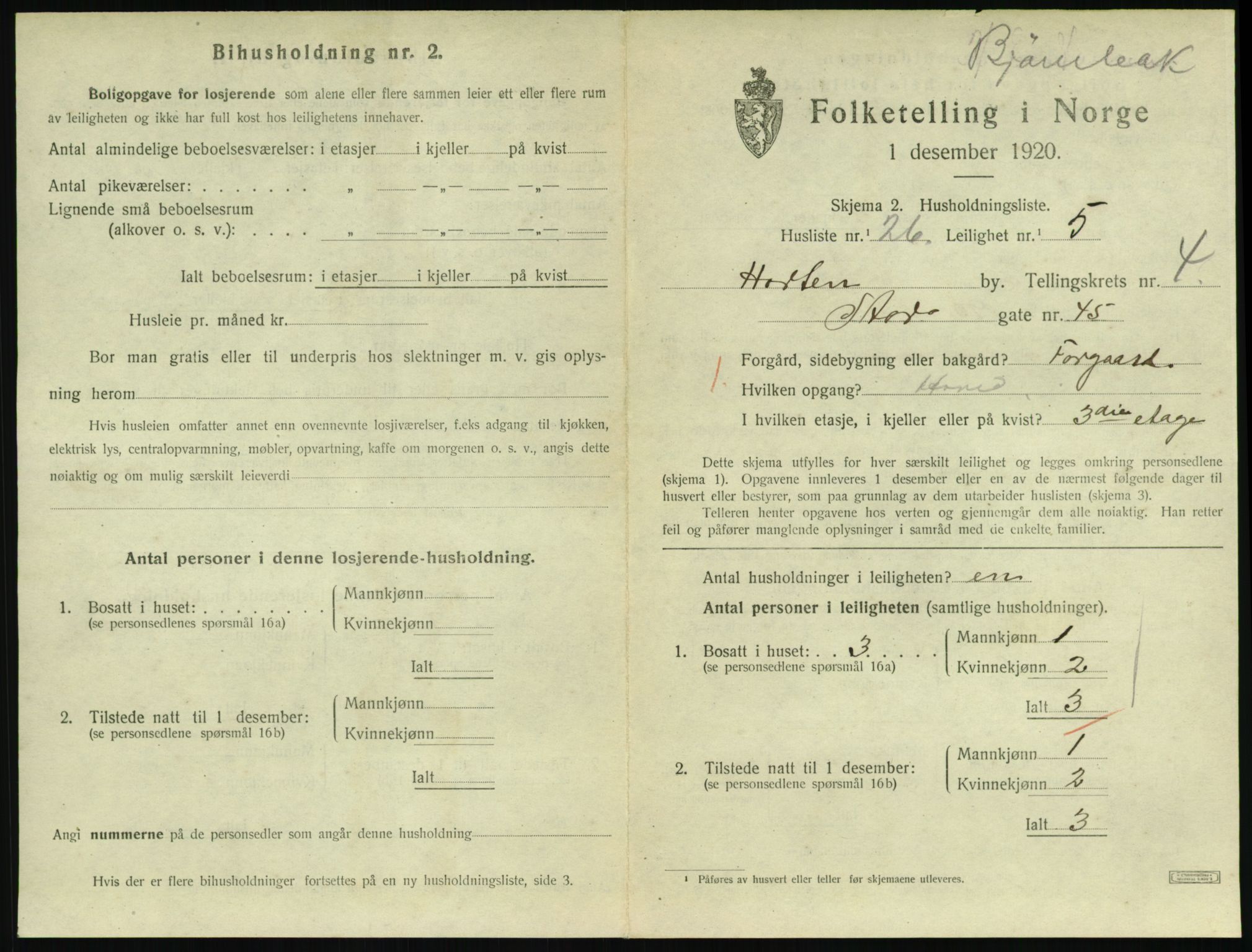 SAKO, 1920 census for Horten, 1920, p. 4929