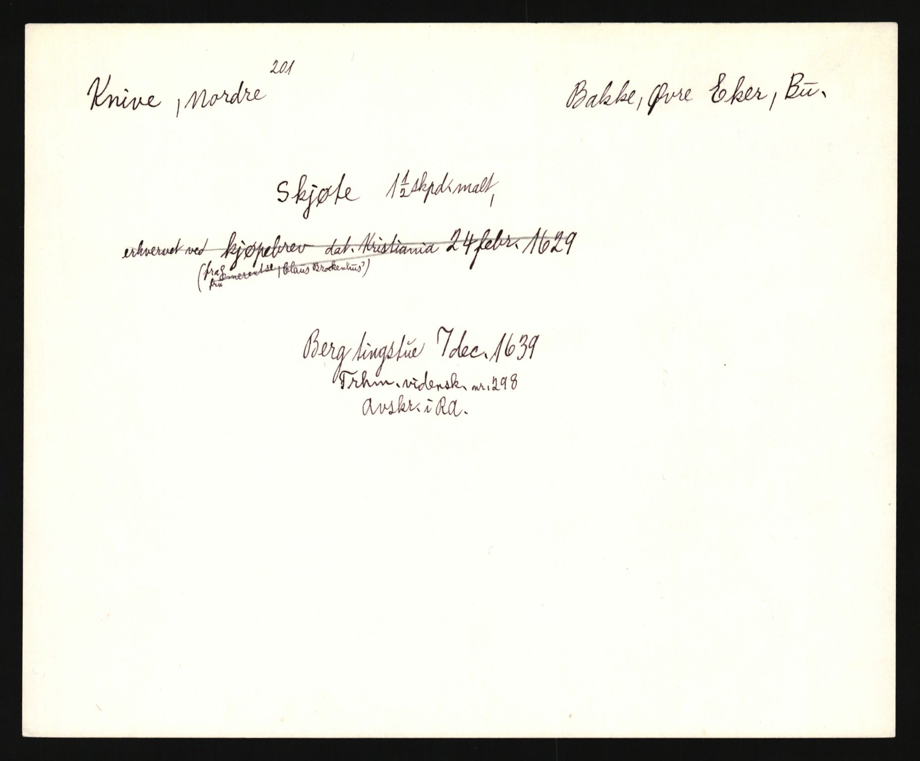 Riksarkivets diplomsamling, AV/RA-EA-5965/F35/F35e/L0015: Registreringssedler Buskerud 4, 1400-1700, p. 311