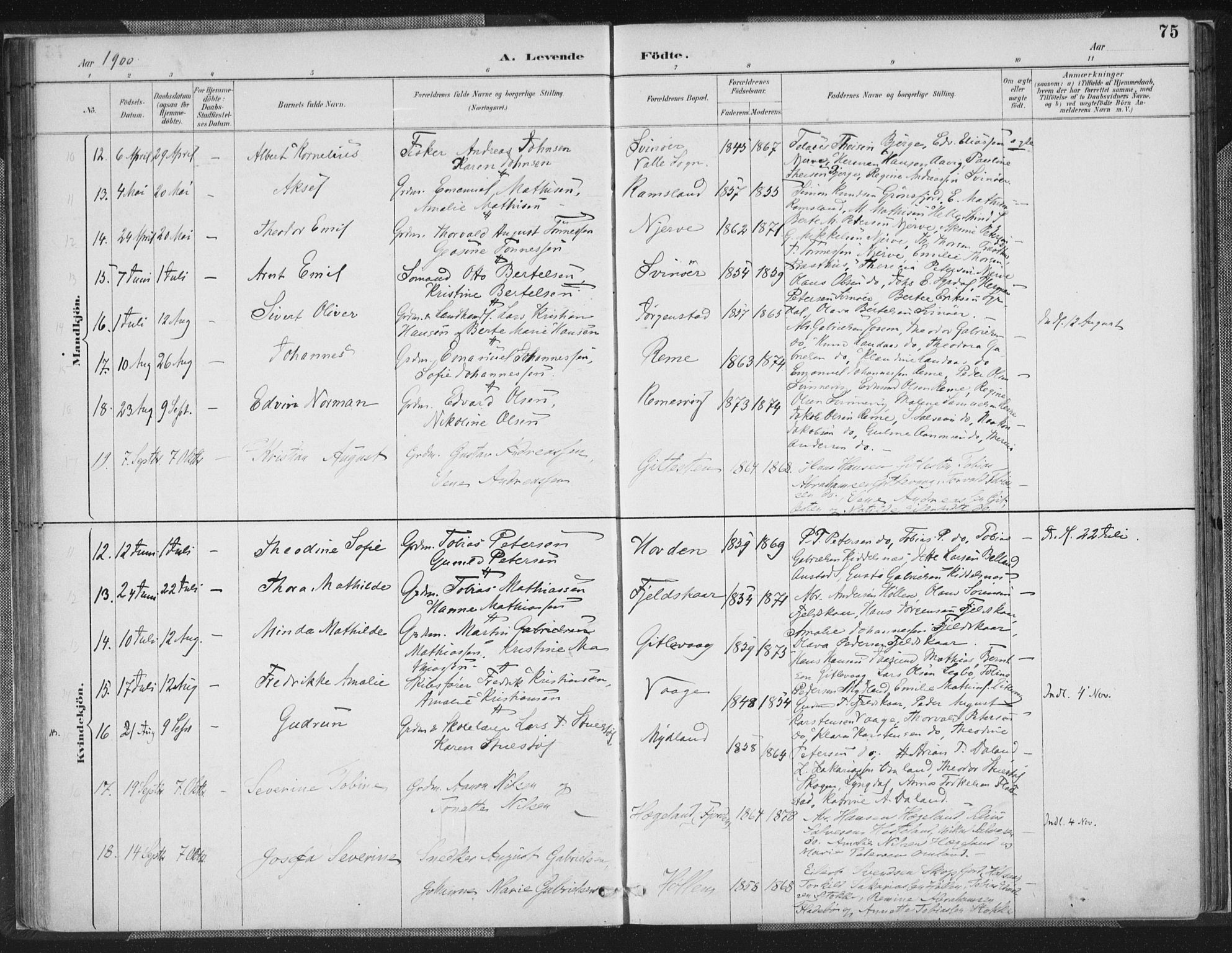 Sør-Audnedal sokneprestkontor, AV/SAK-1111-0039/F/Fa/Faa/L0004: Parish register (official) no. A 4, 1884-1909, p. 75