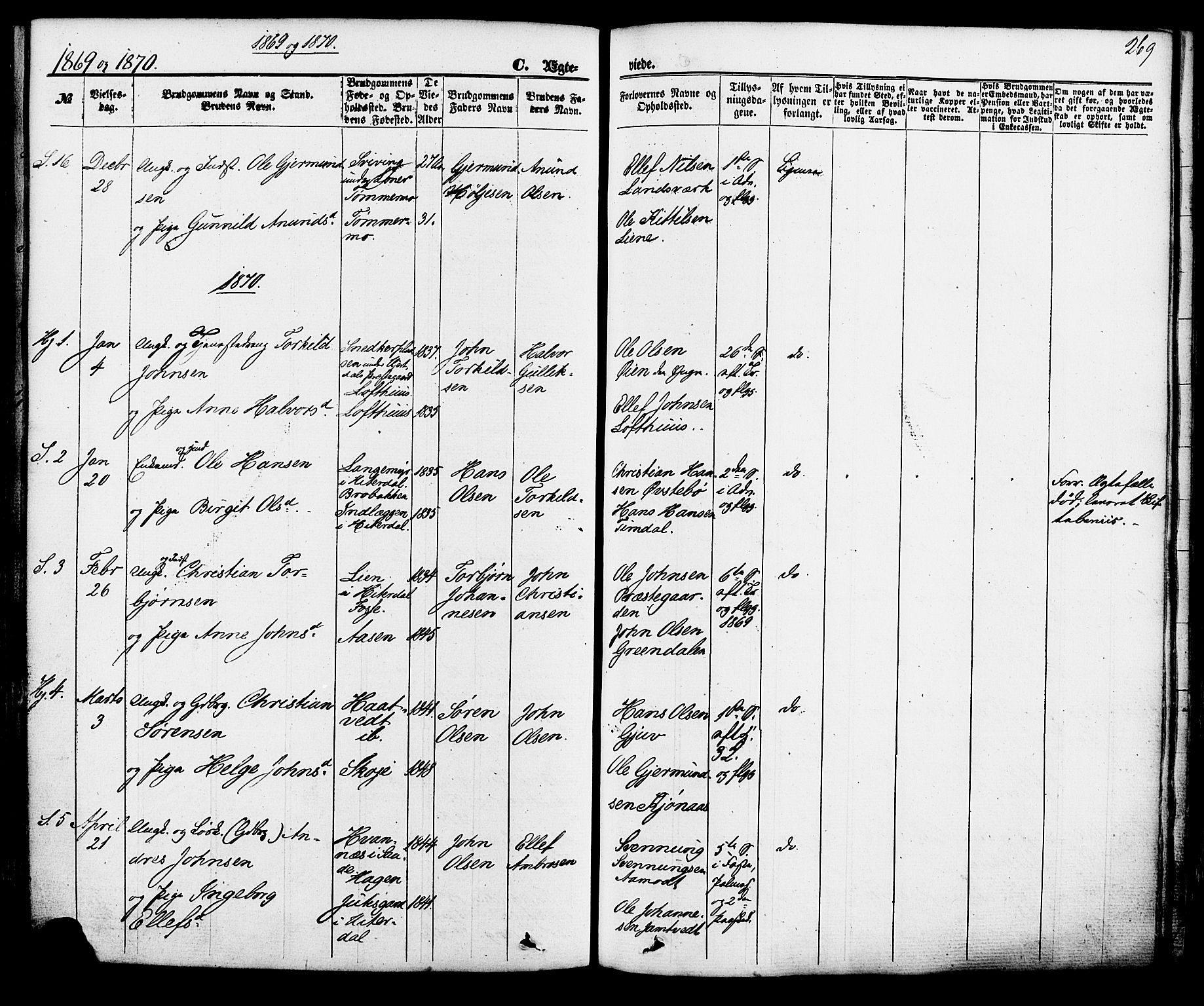 Hjartdal kirkebøker, SAKO/A-270/F/Fa/L0009: Parish register (official) no. I 9, 1860-1879, p. 269