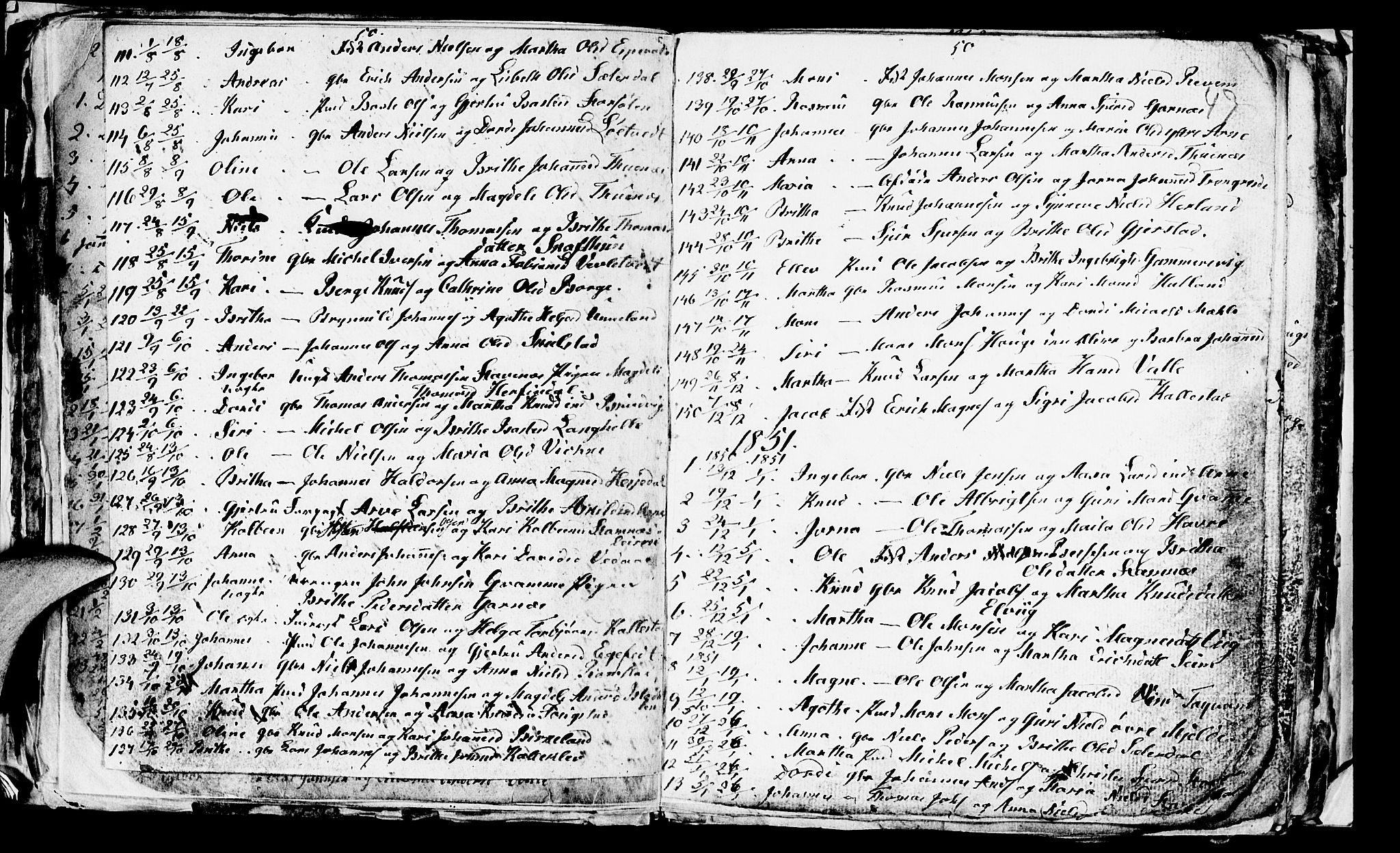 Haus sokneprestembete, SAB/A-75601/H/Hab: Parish register (copy) no. A 1, 1830-1855, p. 47