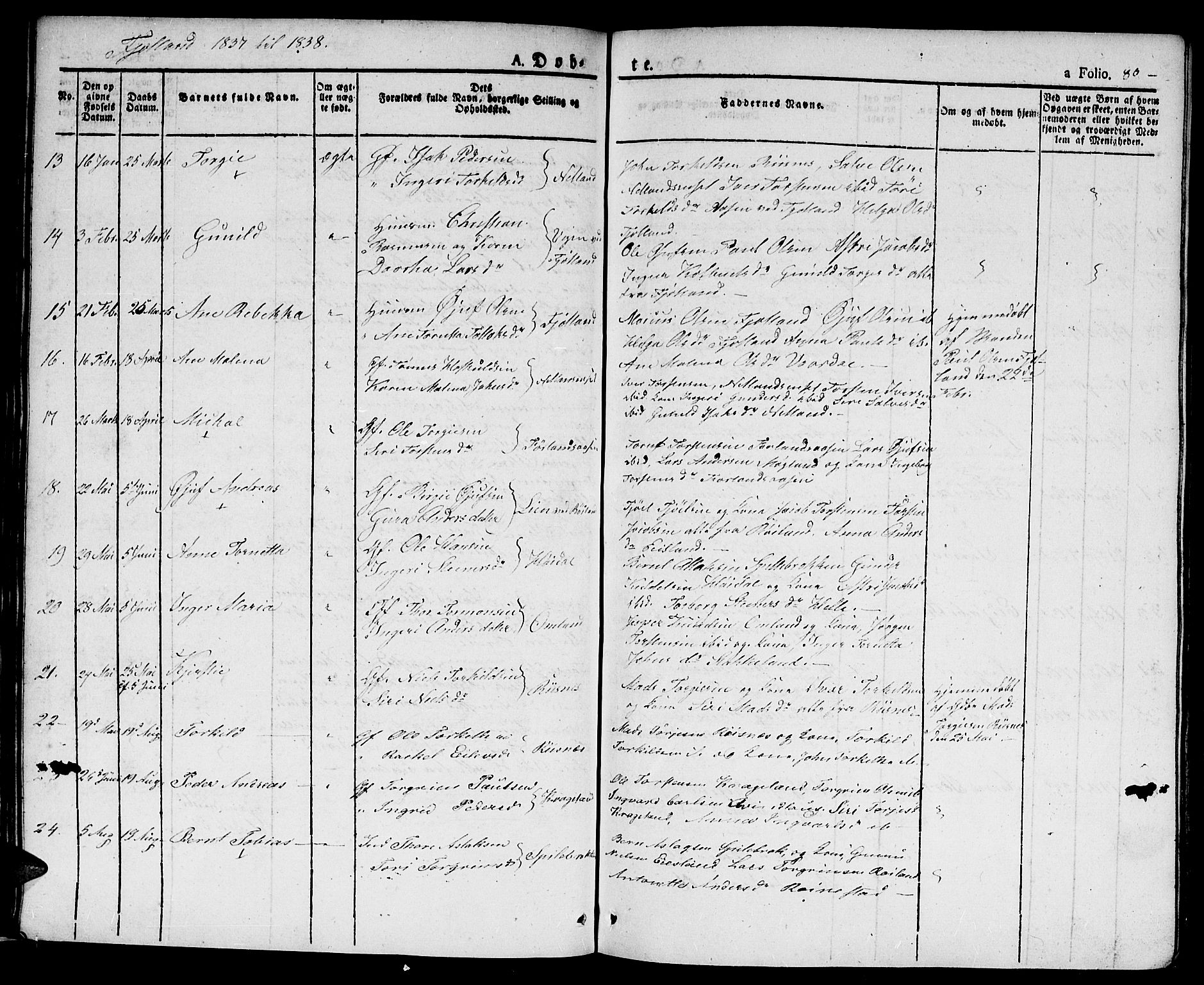 Hægebostad sokneprestkontor, AV/SAK-1111-0024/F/Fa/Faa/L0003: Parish register (official) no. A 3 /2, 1825-1840, p. 80