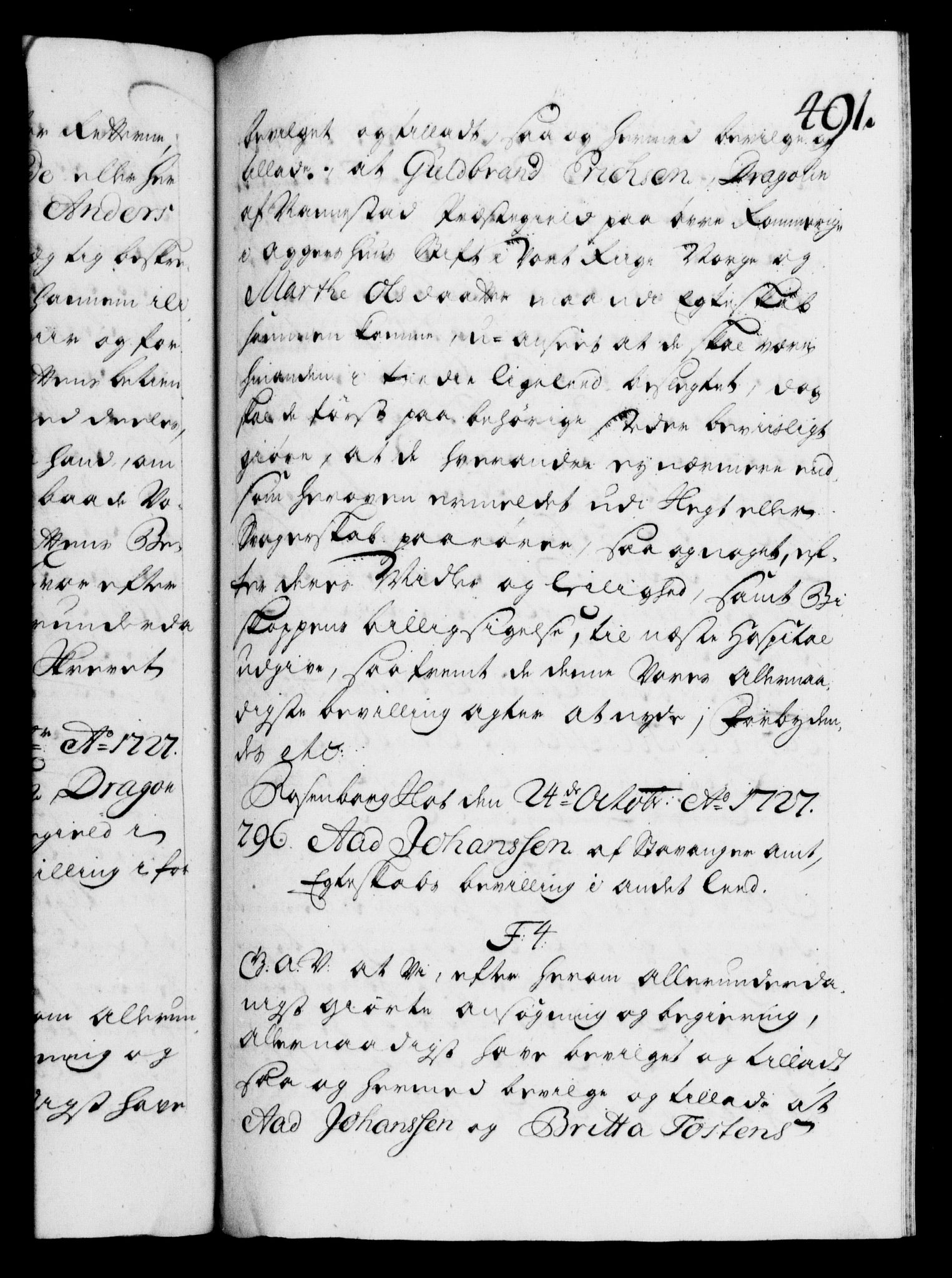 Danske Kanselli 1572-1799, AV/RA-EA-3023/F/Fc/Fca/Fcaa/L0025: Norske registre, 1726-1728, p. 491a