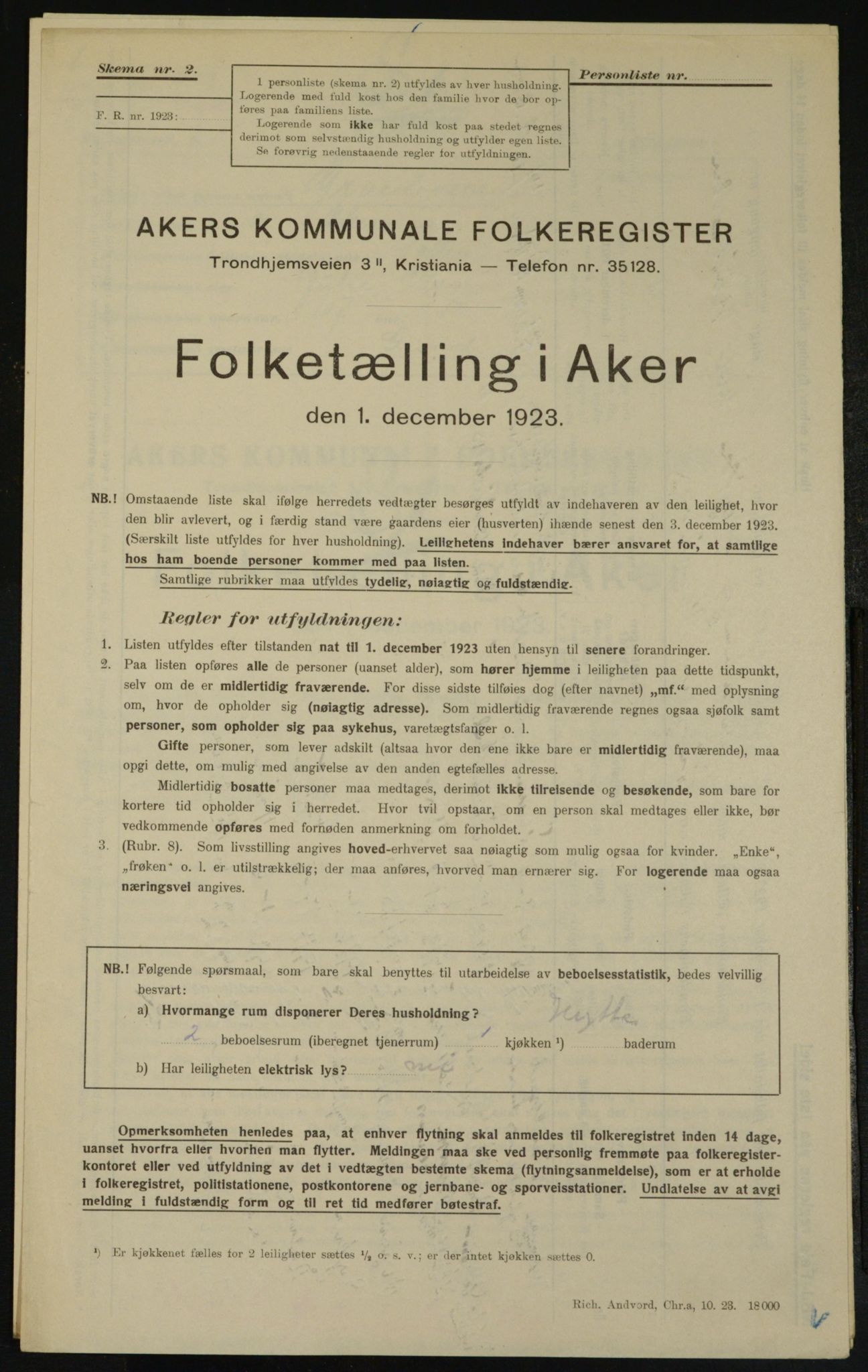 , Municipal Census 1923 for Aker, 1923, p. 25082