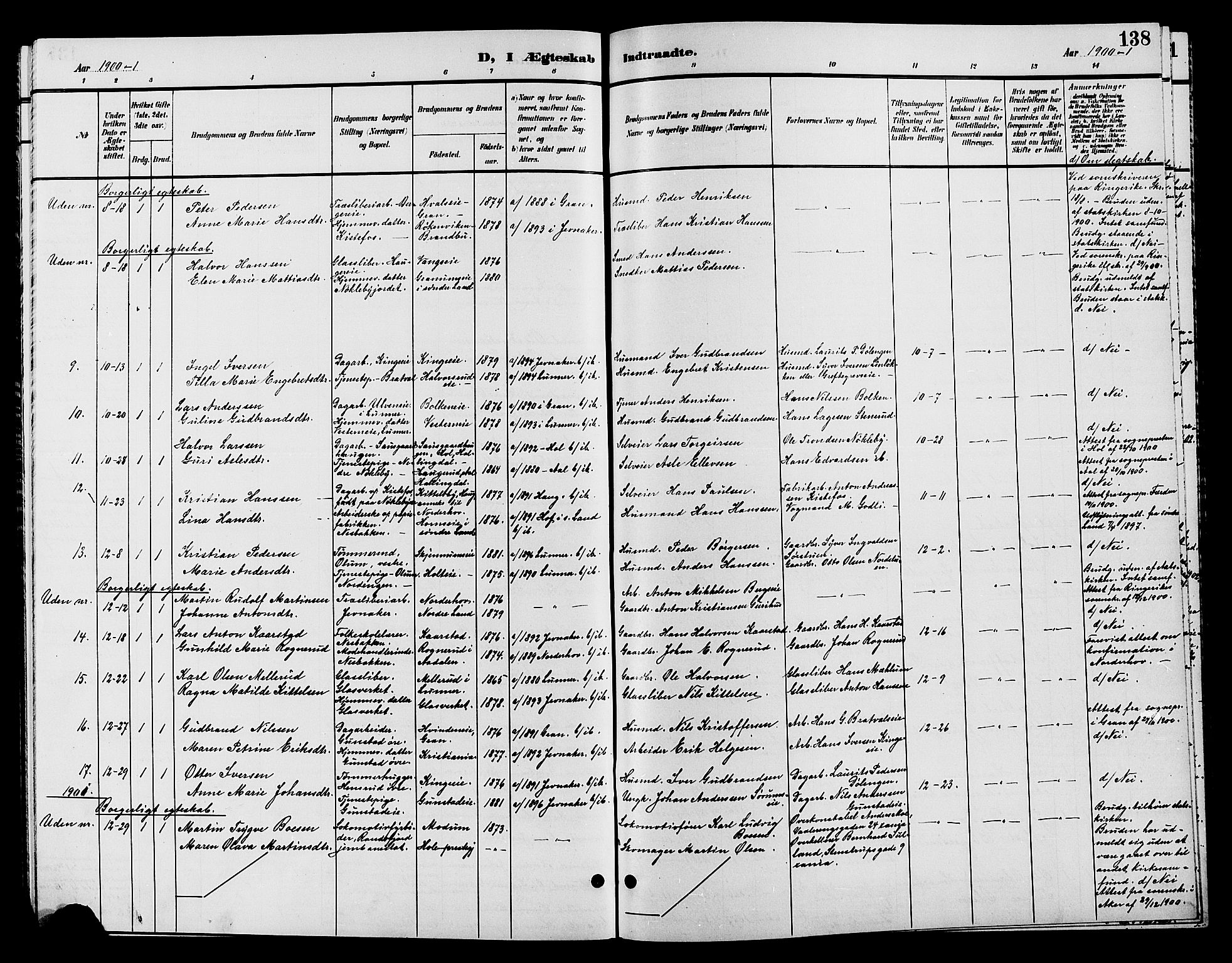 Jevnaker prestekontor, SAH/PREST-116/H/Ha/Hab/L0002: Parish register (copy) no. 2, 1896-1906, p. 138