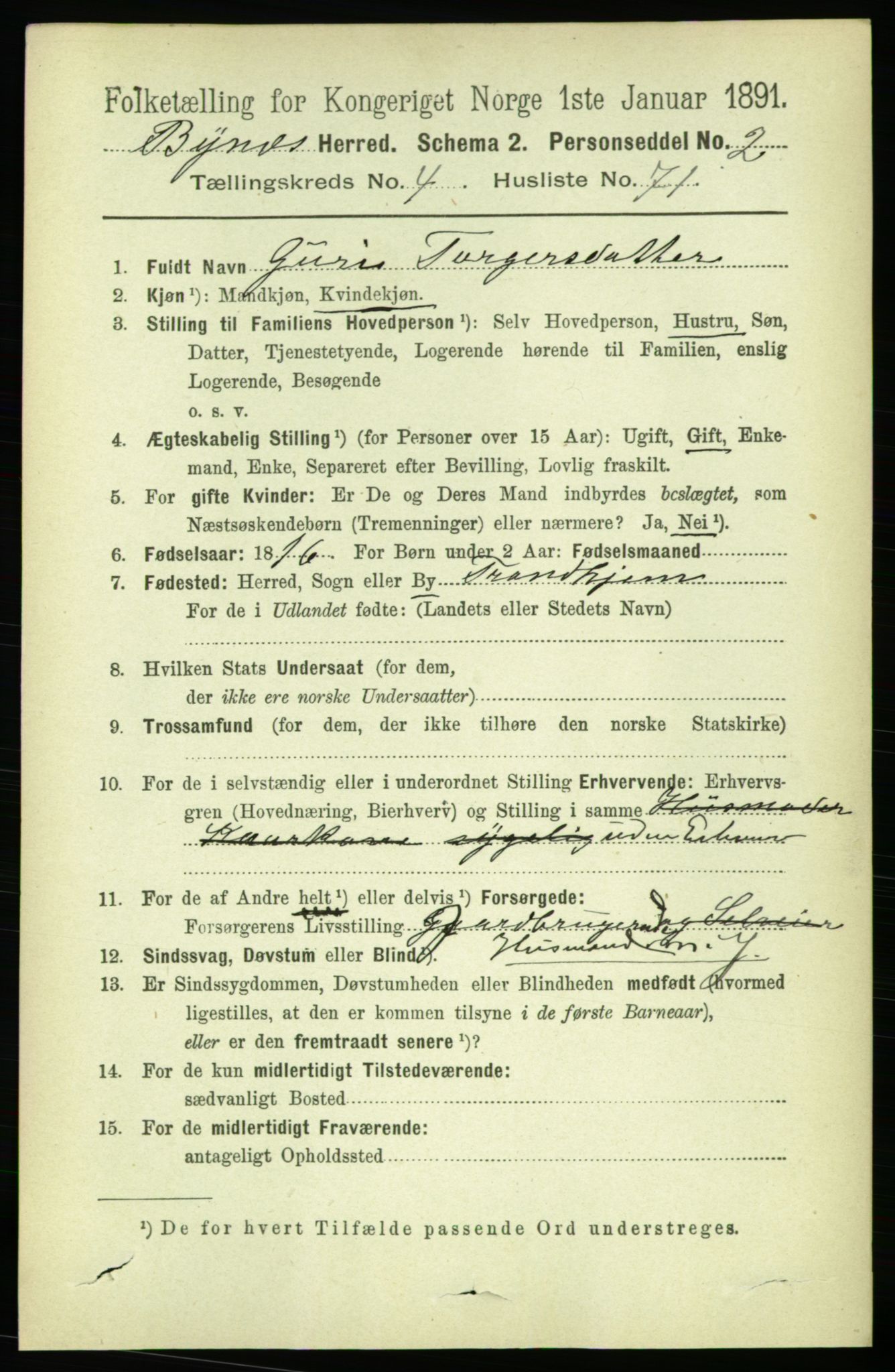 RA, 1891 census for 1655 Byneset, 1891, p. 1956