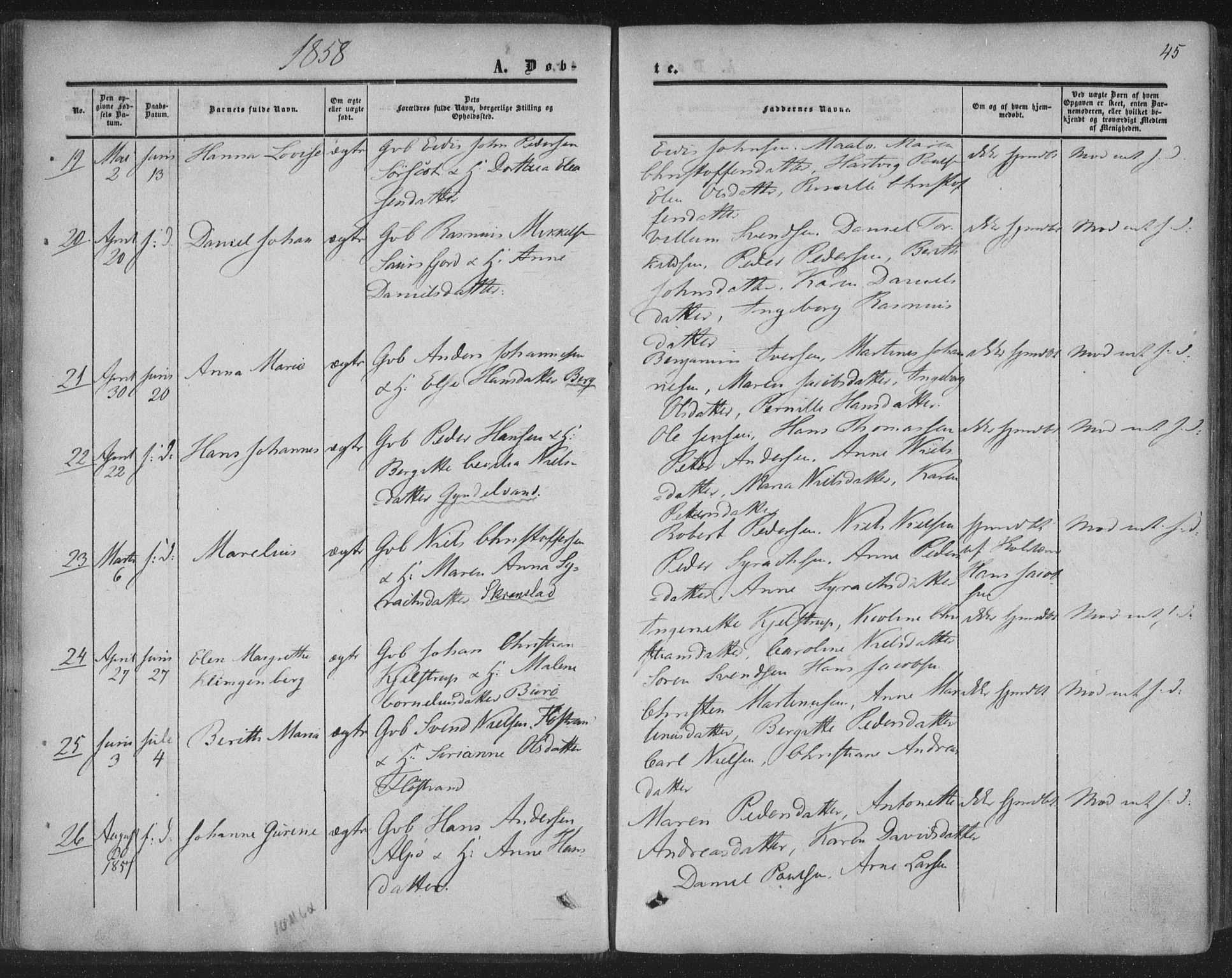 Ministerialprotokoller, klokkerbøker og fødselsregistre - Nordland, AV/SAT-A-1459/855/L0800: Parish register (official) no. 855A08, 1852-1864, p. 45