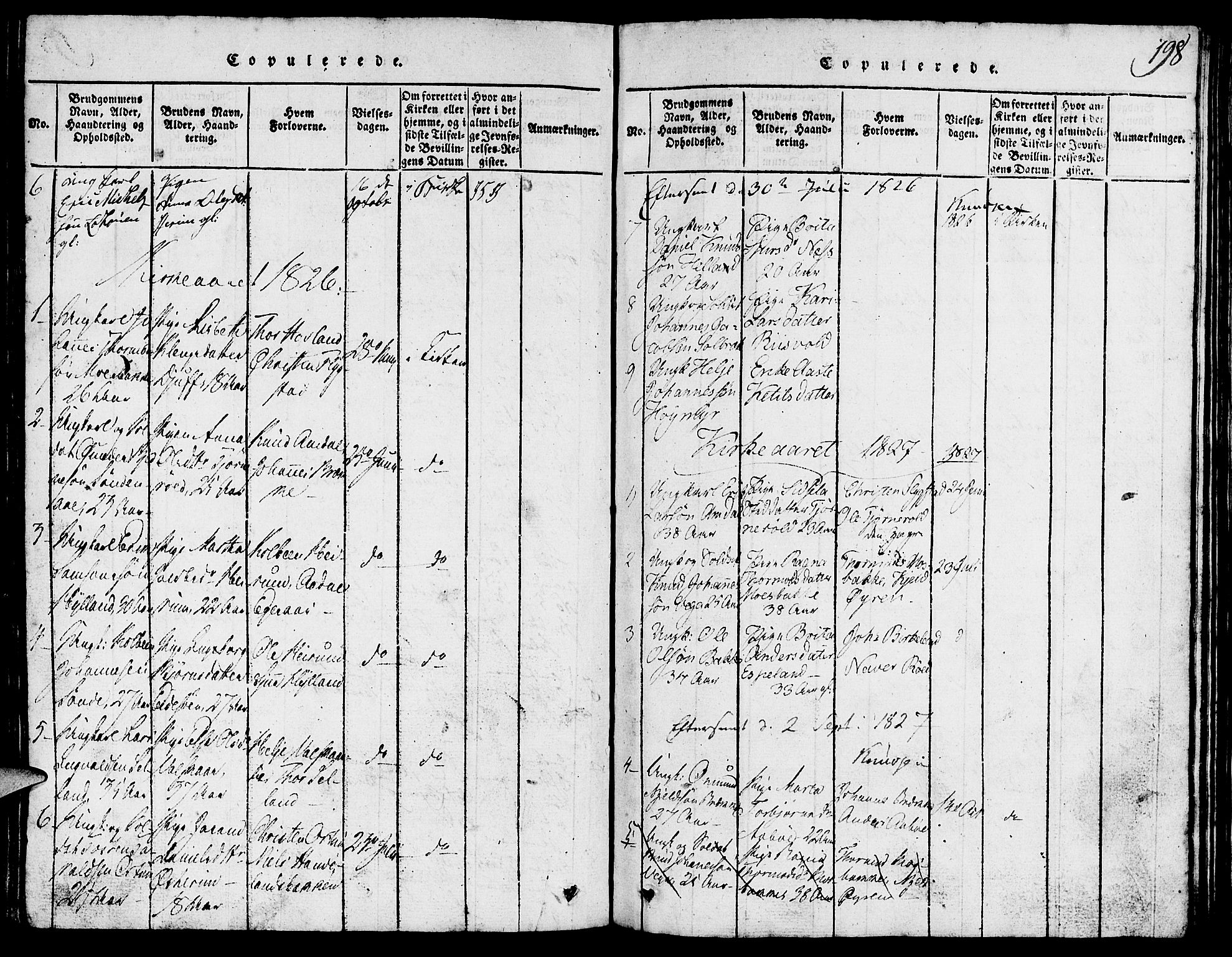 Suldal sokneprestkontor, SAST/A-101845/01/V/L0002: Parish register (copy) no. B 2, 1816-1845, p. 198